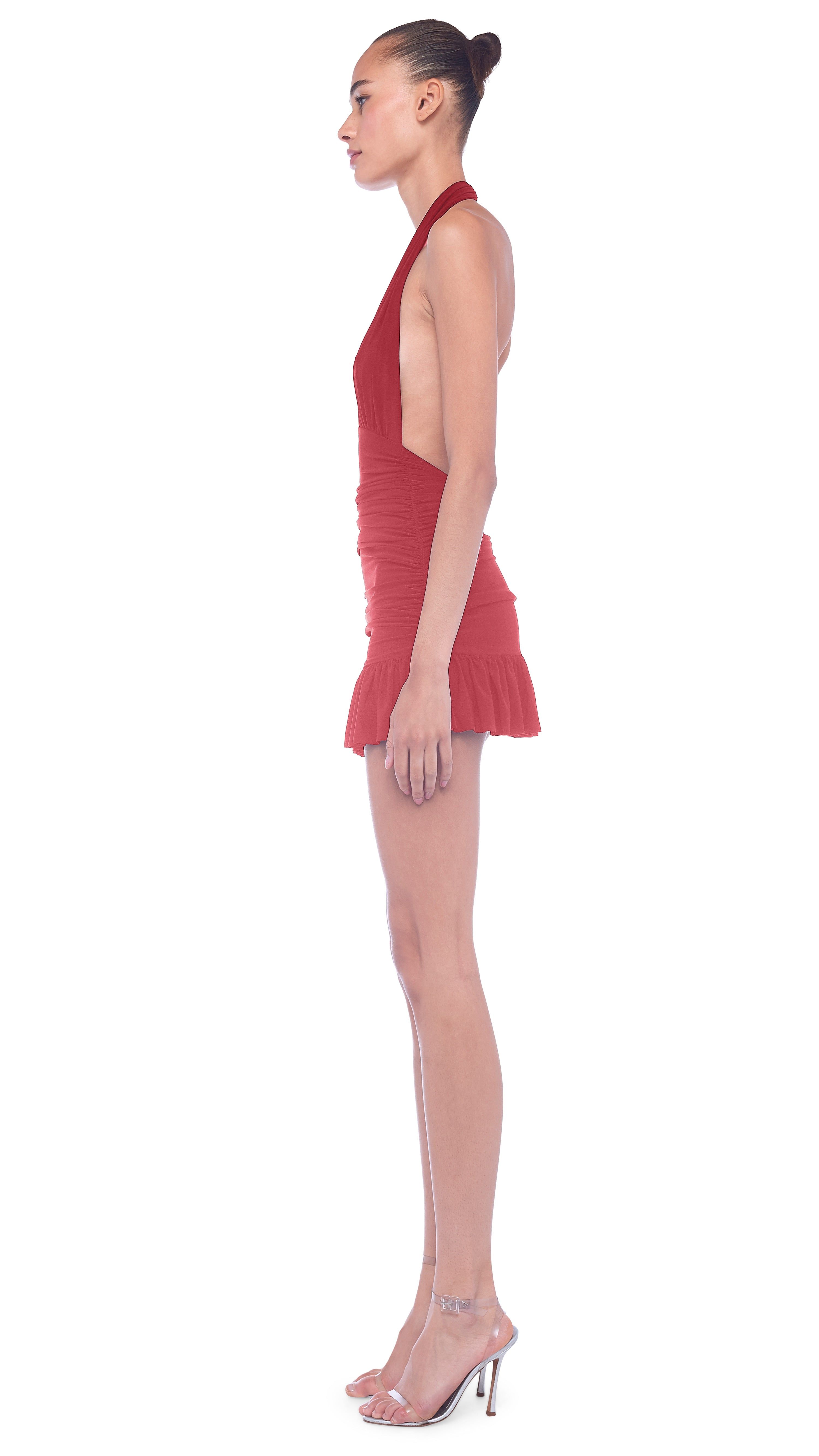 RUFFLE HALTER MIO MINI DRESS sold by Norma Kamali product image thumbnail 2