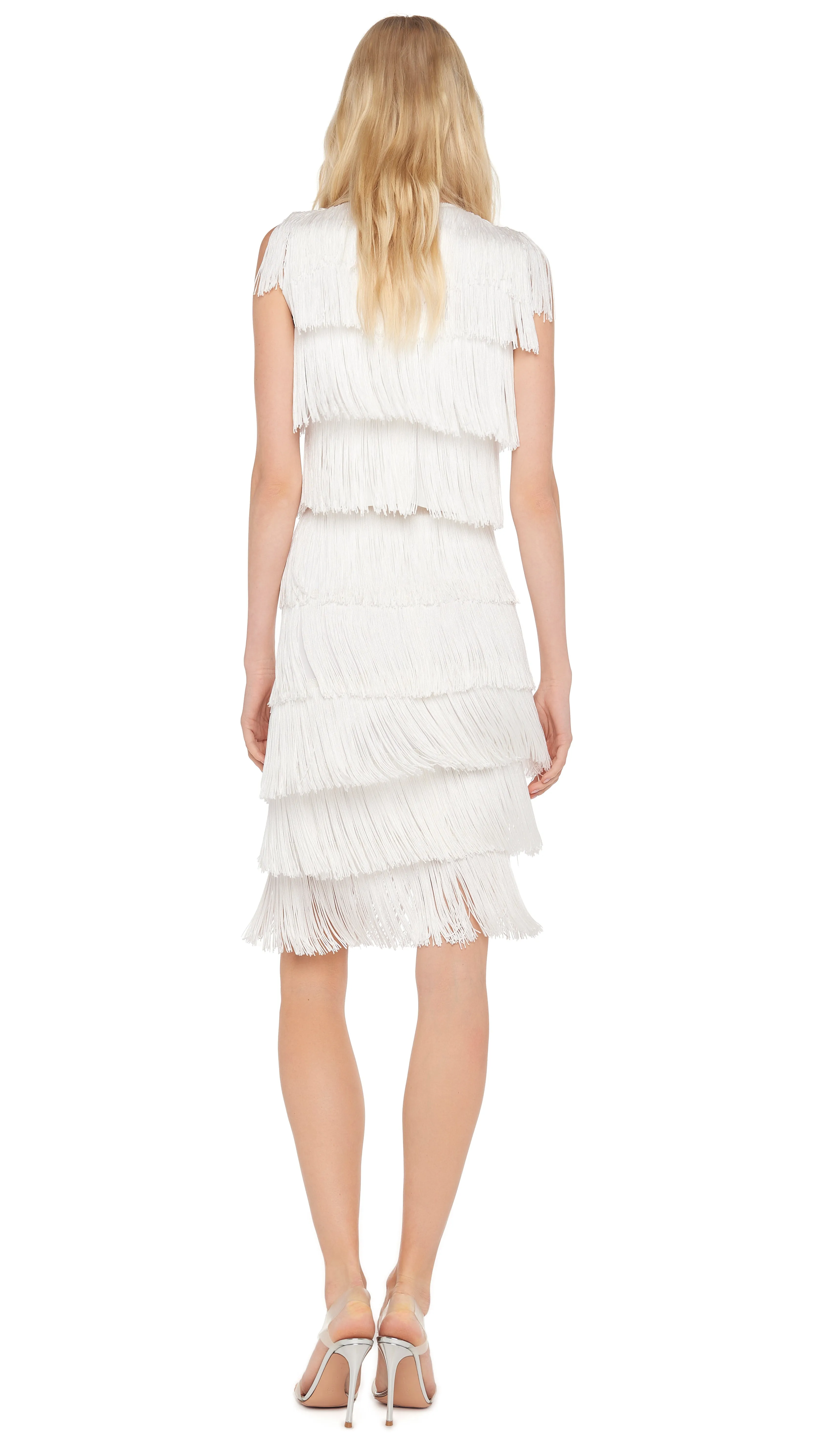 SLEEVELESS SHORT FRINGE TEE sold by Norma Kamali product image thumbnail 3