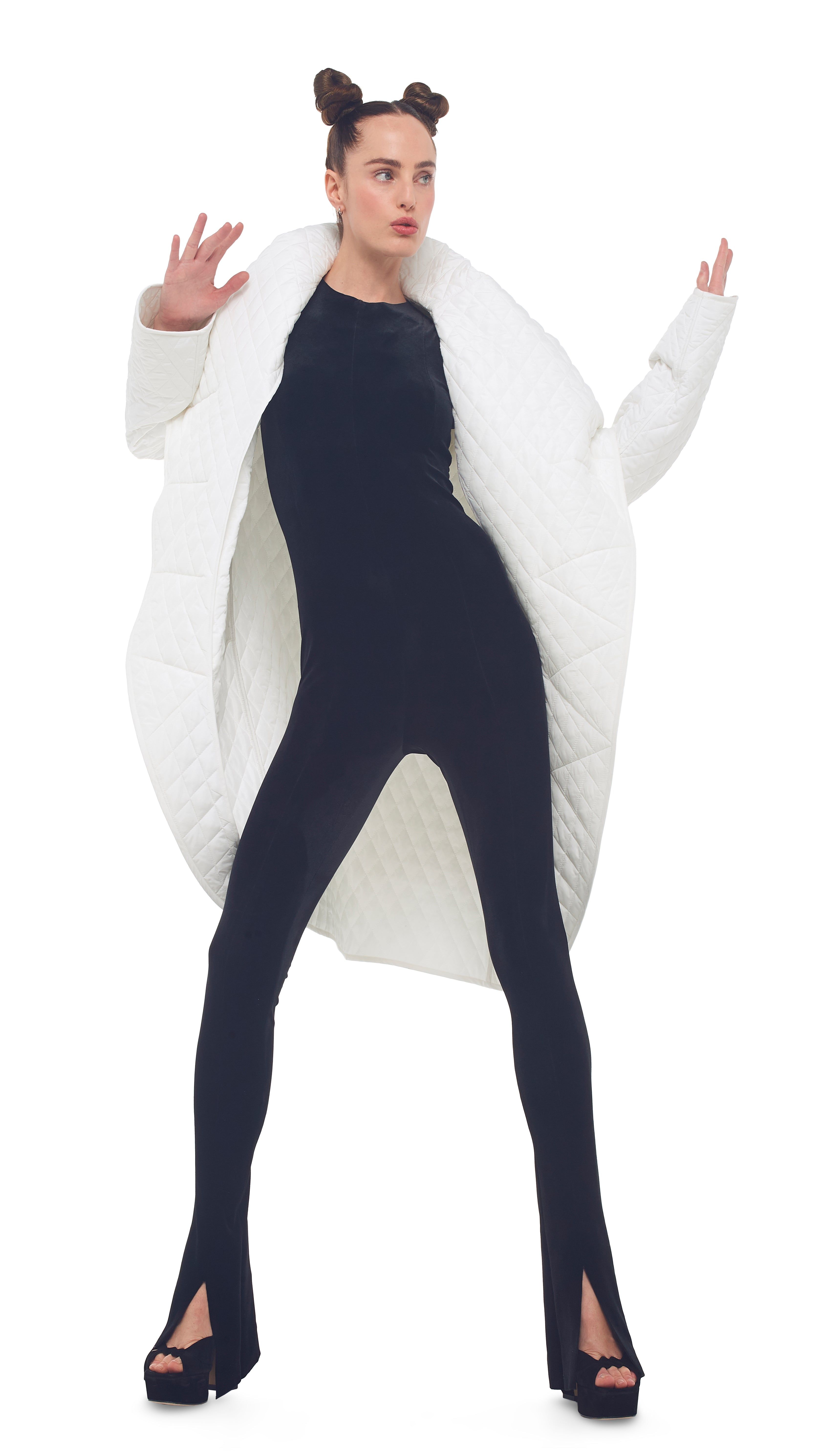 QUILTED SHAWL COLLAR COAT sold by Norma Kamali product image thumbnail 4