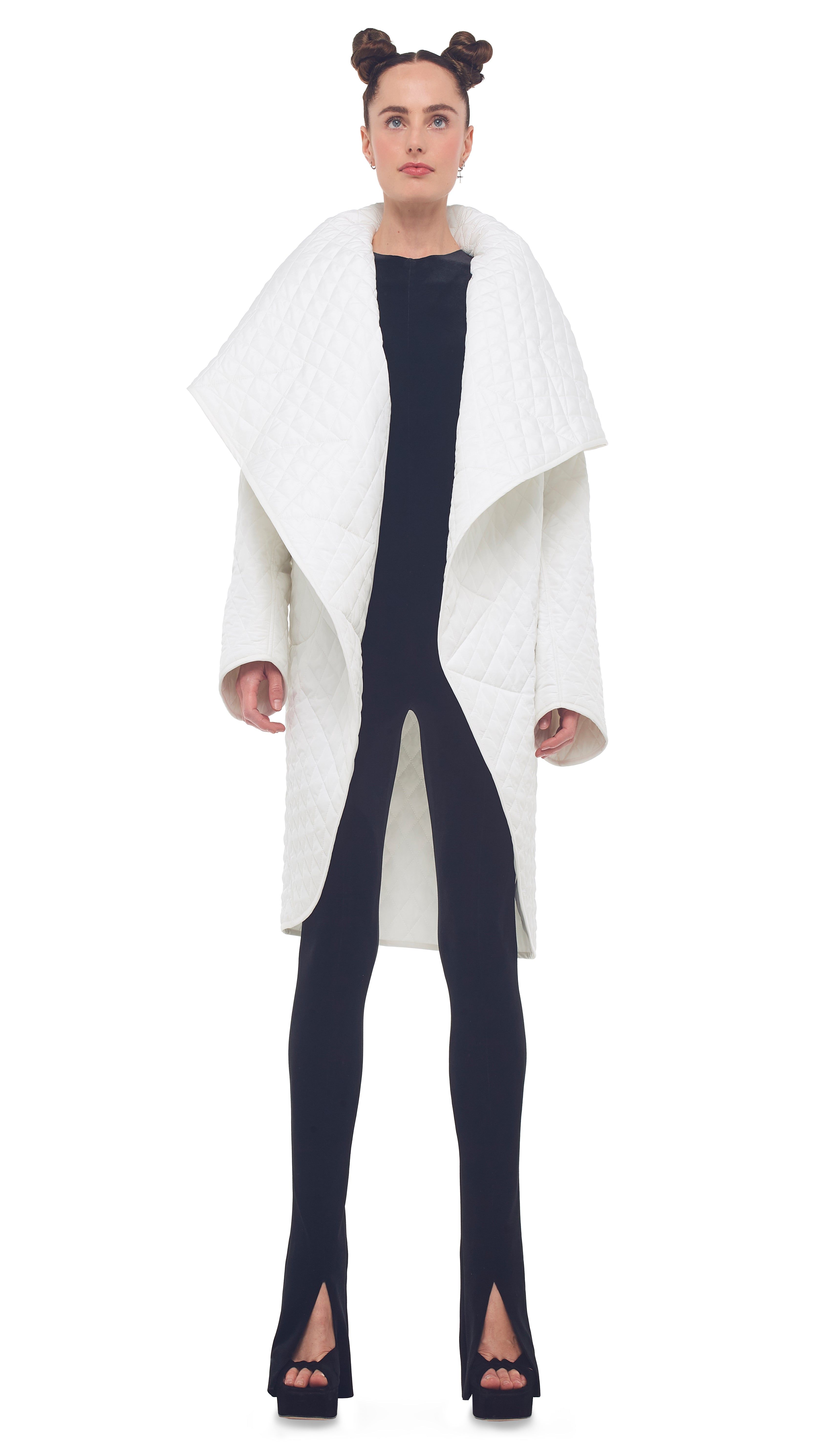 QUILTED SHAWL COLLAR COAT sold by Norma Kamali