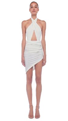 CROSS HALTER DRAPE DRESS sold by Norma Kamali