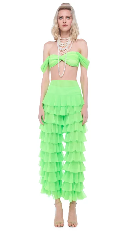 WIDE LEG RUFFLE PANT sold by Norma Kamali