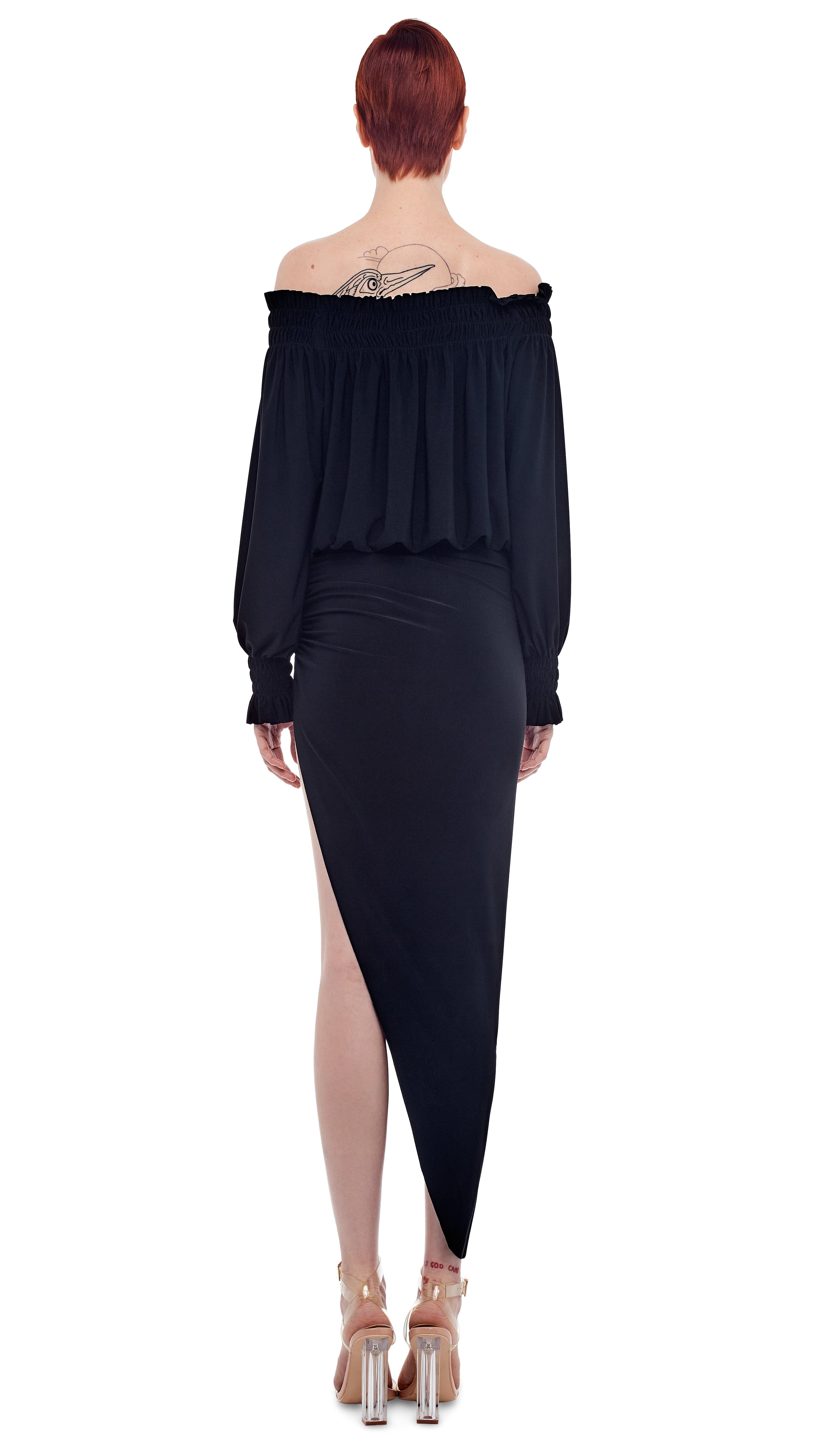 PEASANT SIDE DRAPE GOWN sold by Norma Kamali product image thumbnail 3