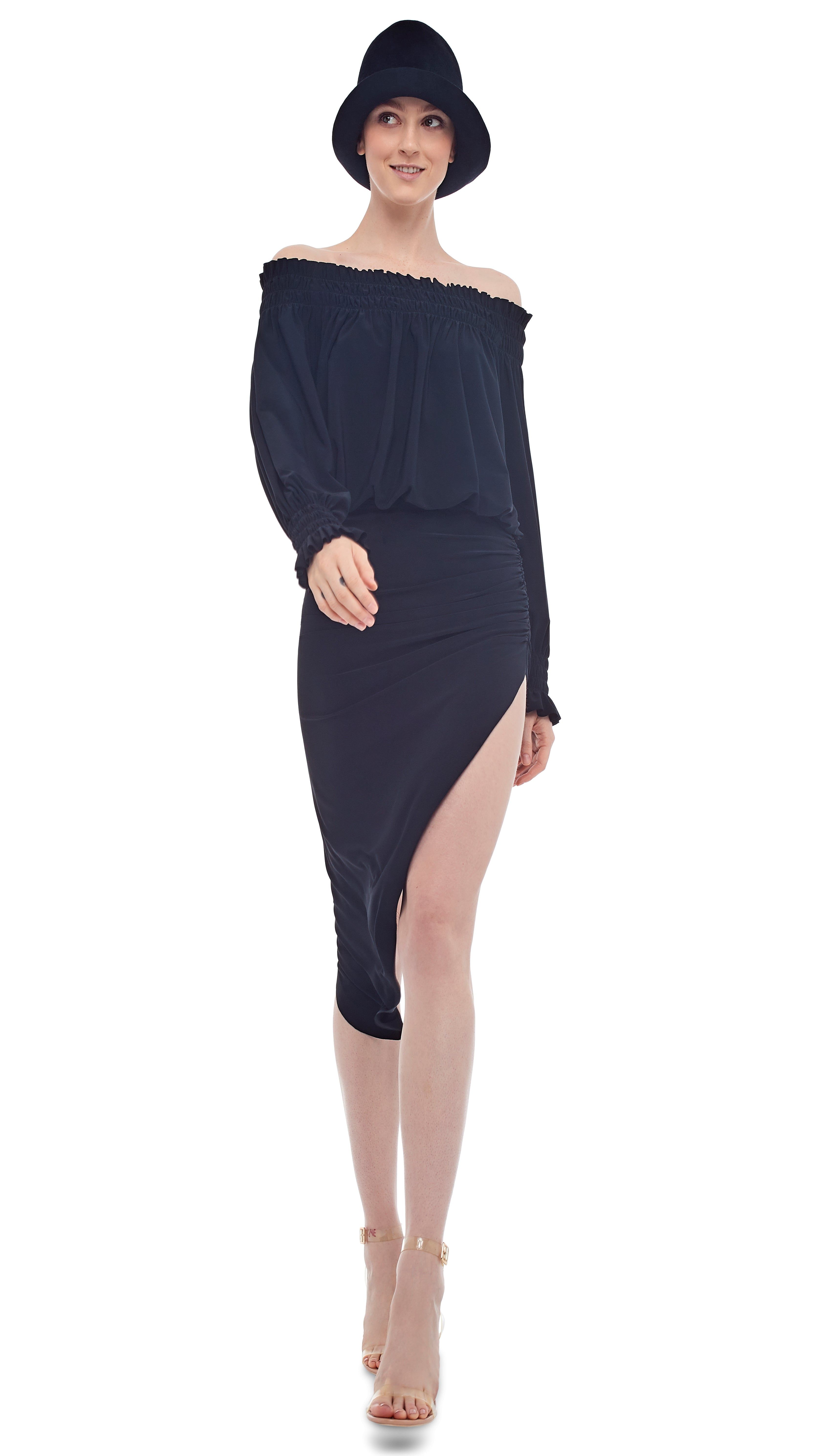 PEASANT SIDE DRAPE GOWN sold by Norma Kamali product image thumbnail 5