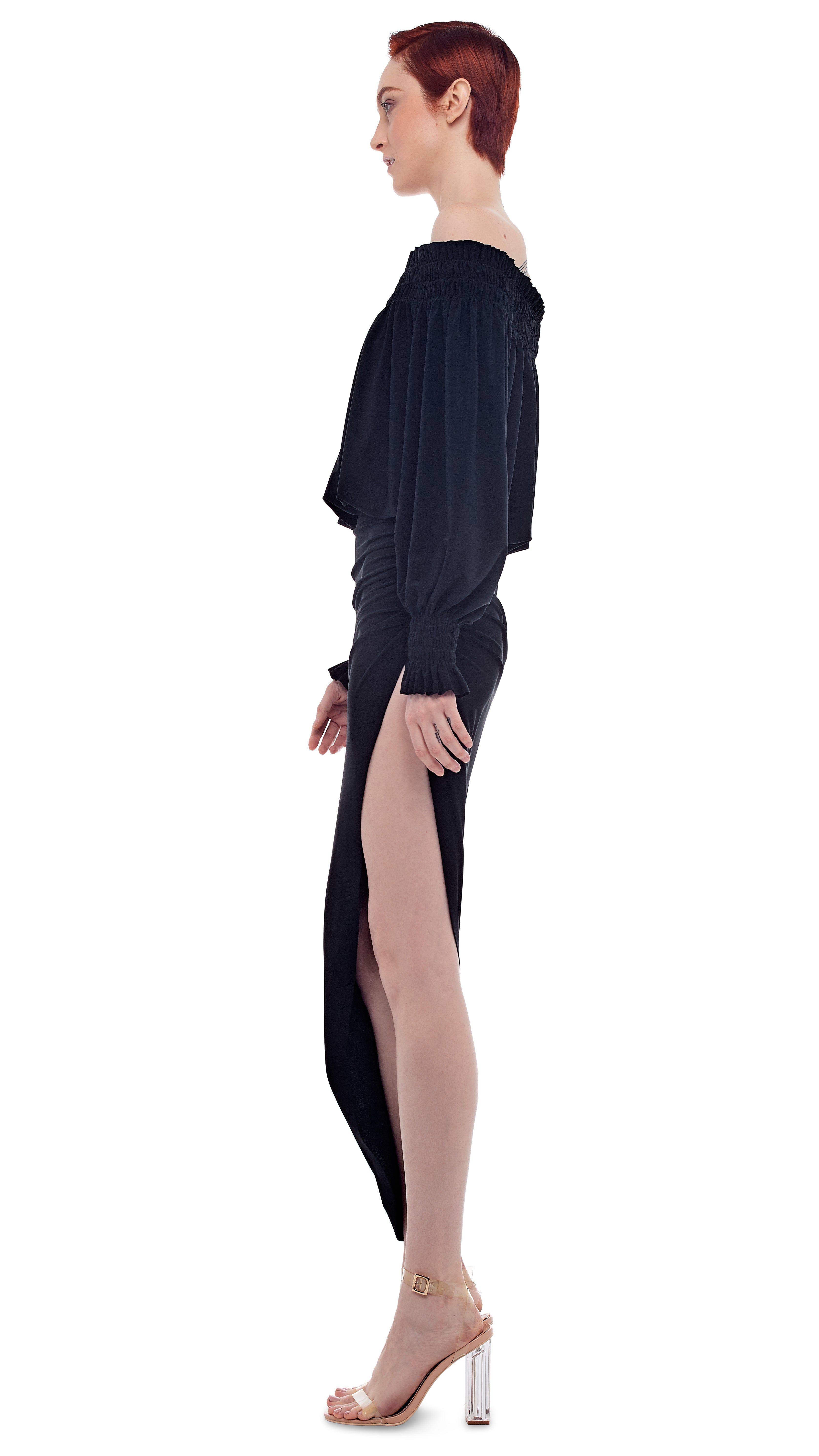 PEASANT SIDE DRAPE GOWN sold by Norma Kamali product image thumbnail 2