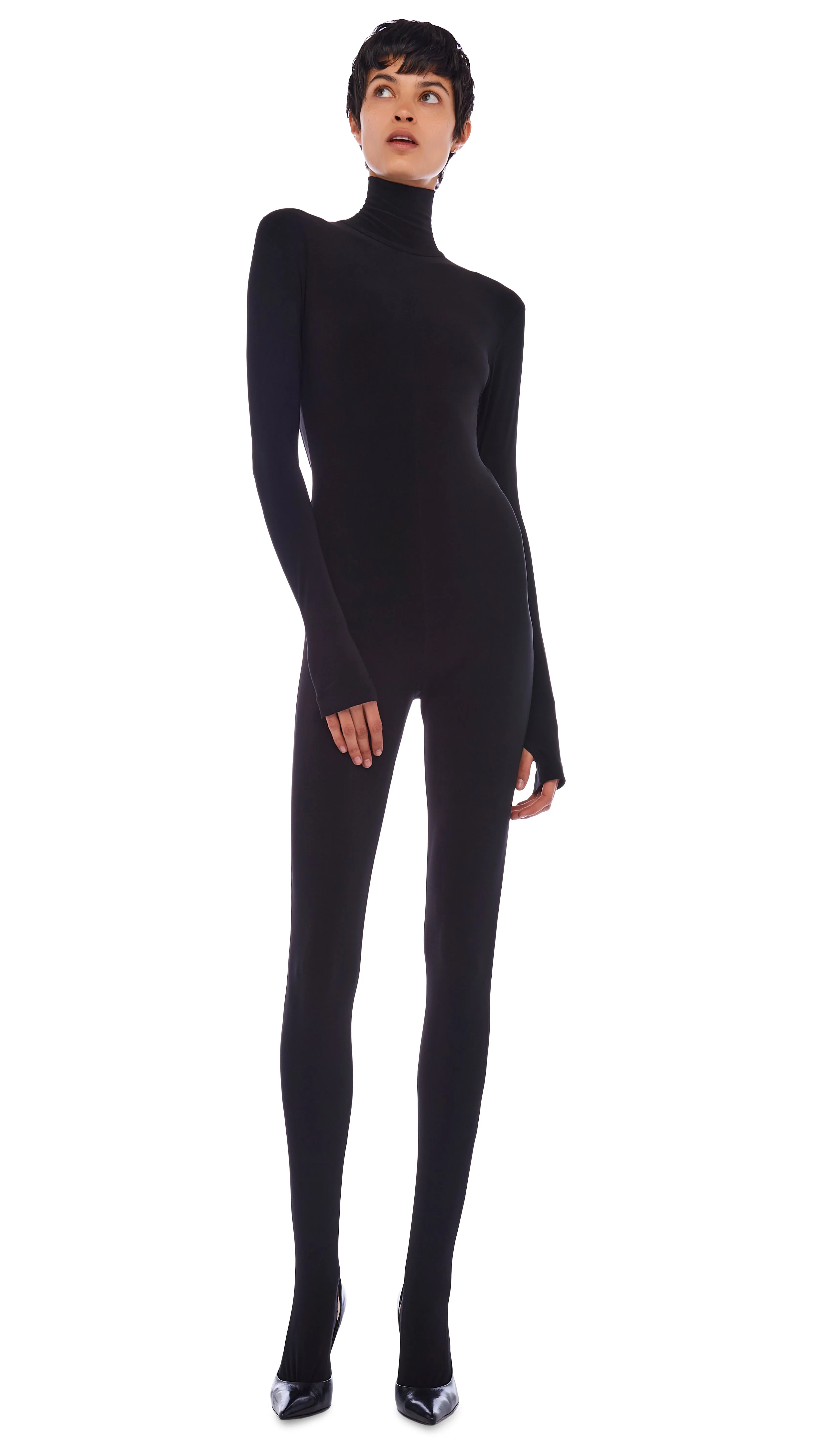 OPEN BACK CATSUIT W/ FOOTIE sold by Norma Kamali