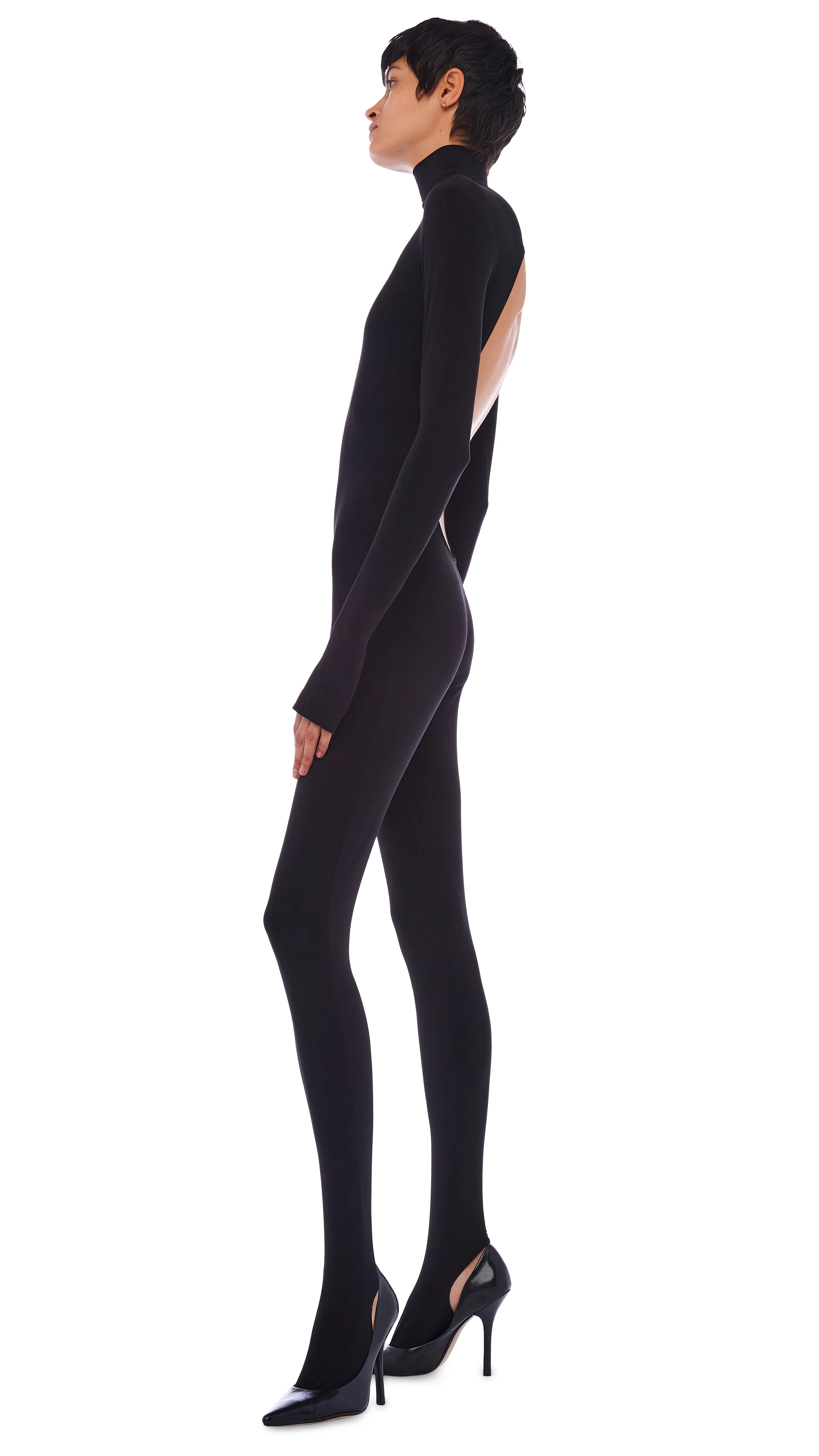 OPEN BACK CATSUIT W/ FOOTIE sold by Norma Kamali product image thumbnail 2