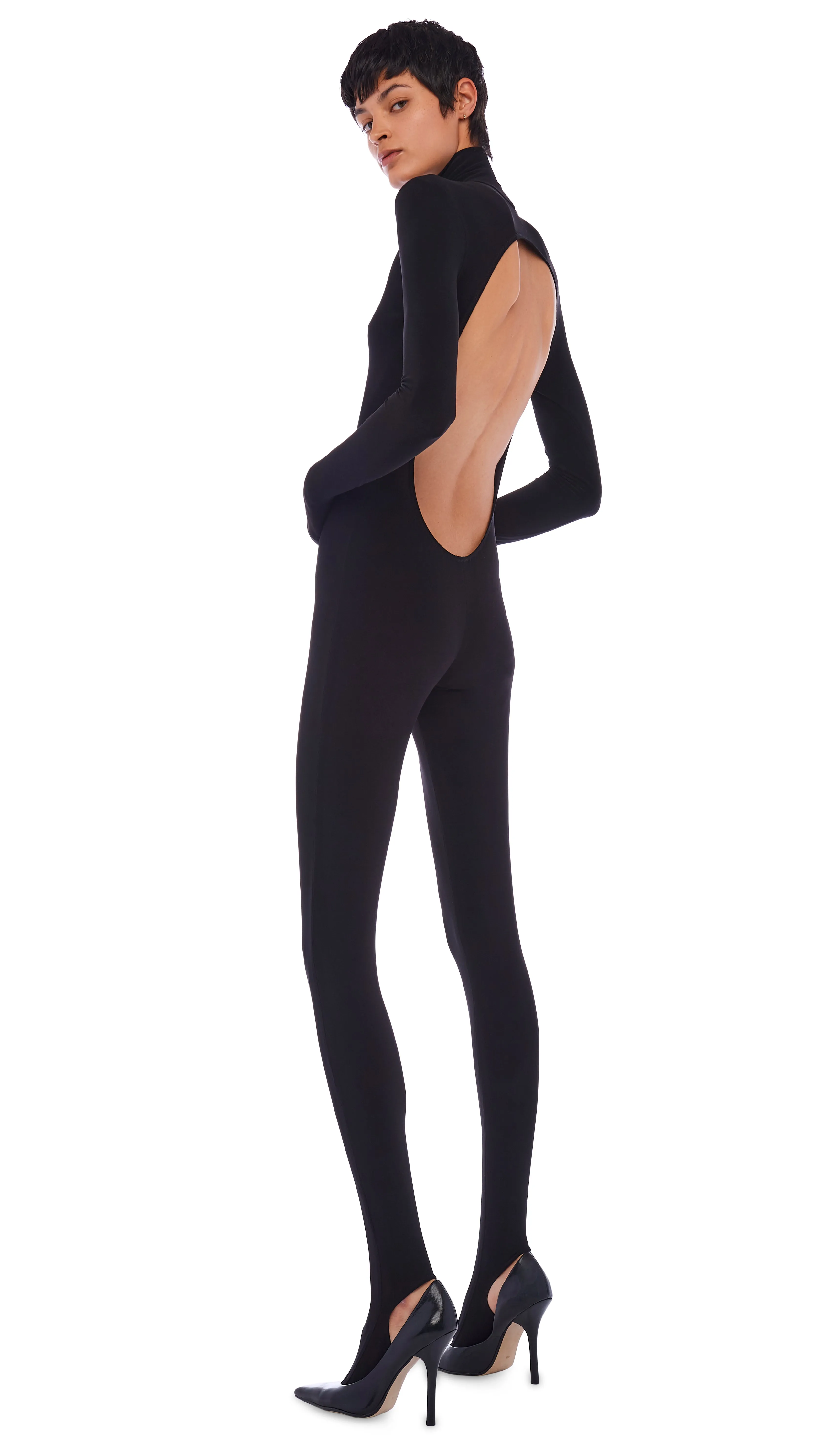 OPEN BACK CATSUIT W/ FOOTIE sold by Norma Kamali product image thumbnail 4