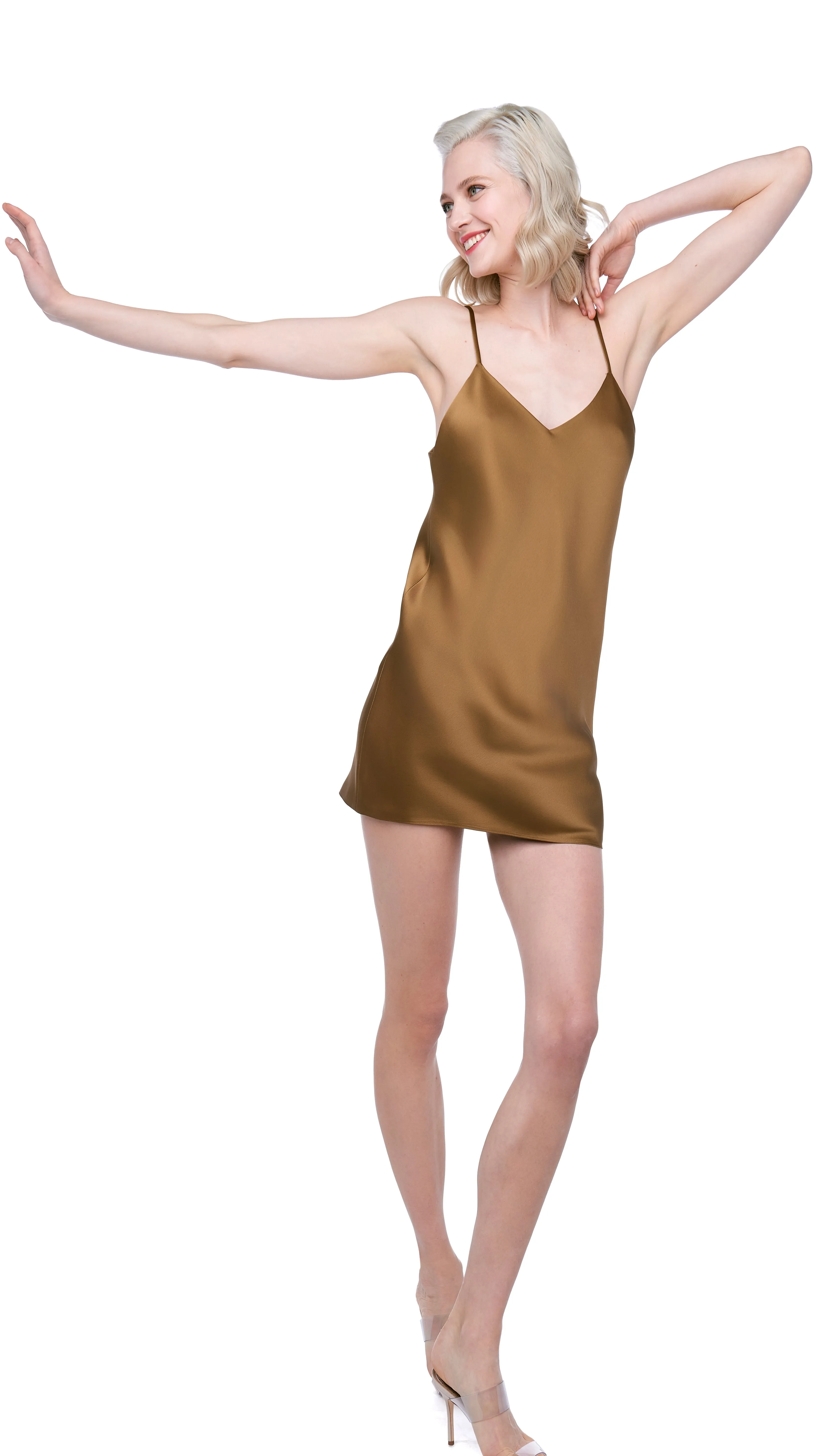 BIAS SLIP MINI DRESS sold by Norma Kamali product image thumbnail 4