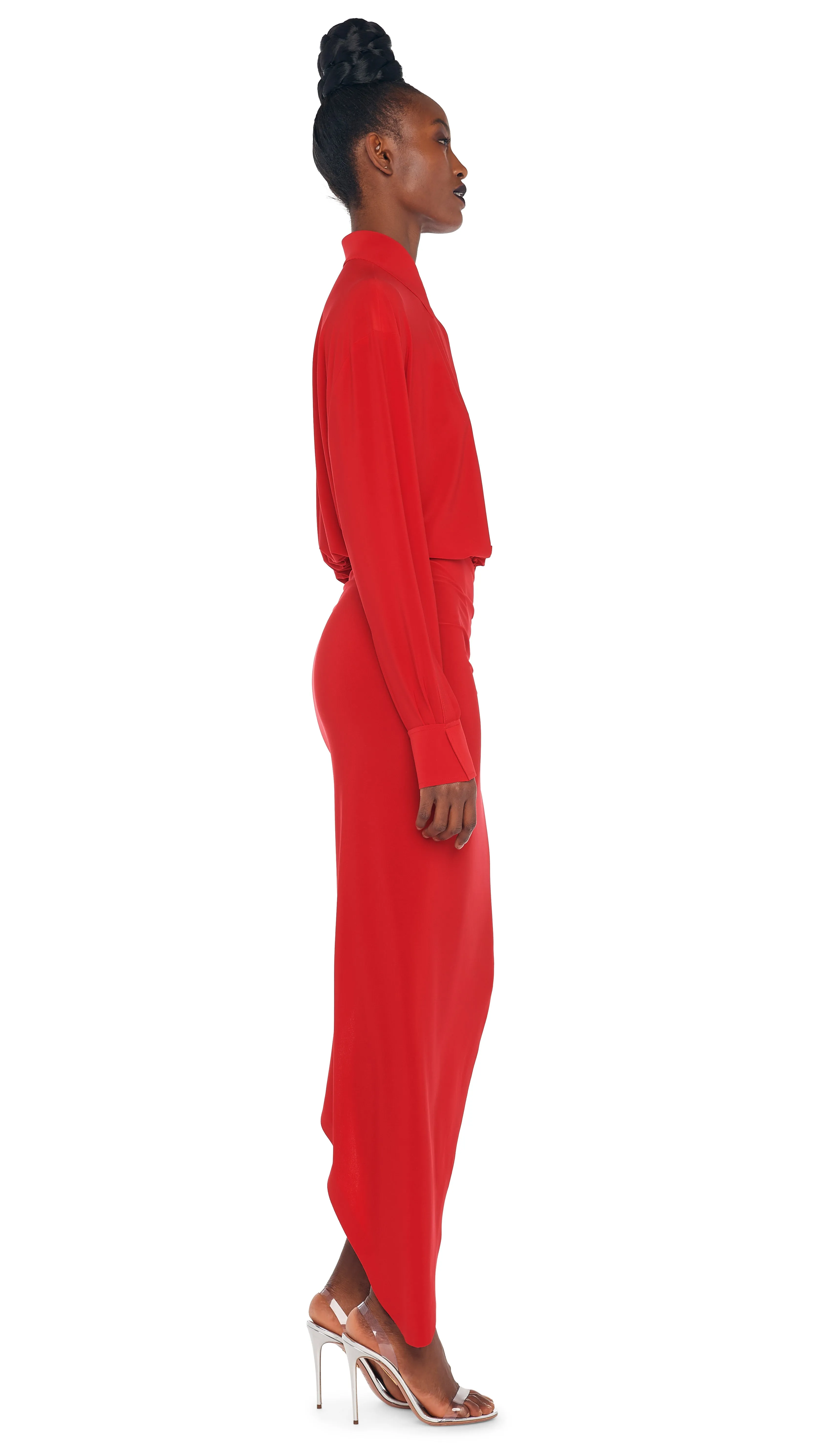 OS BF NK SHIRT SIDE DRAPE GOWN sold by Norma Kamali product image thumbnail 4