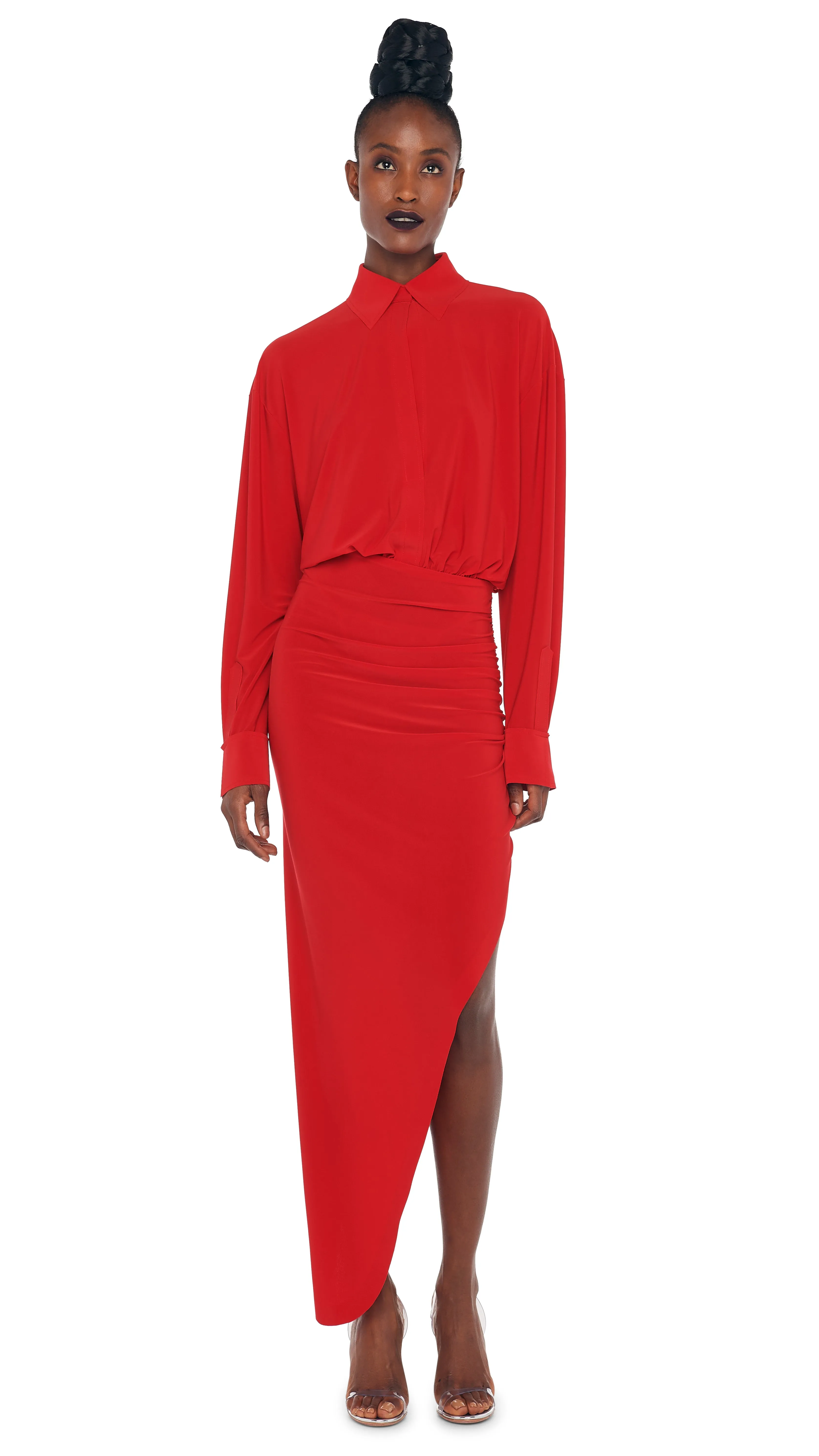 OS BF NK SHIRT SIDE DRAPE GOWN sold by Norma Kamali