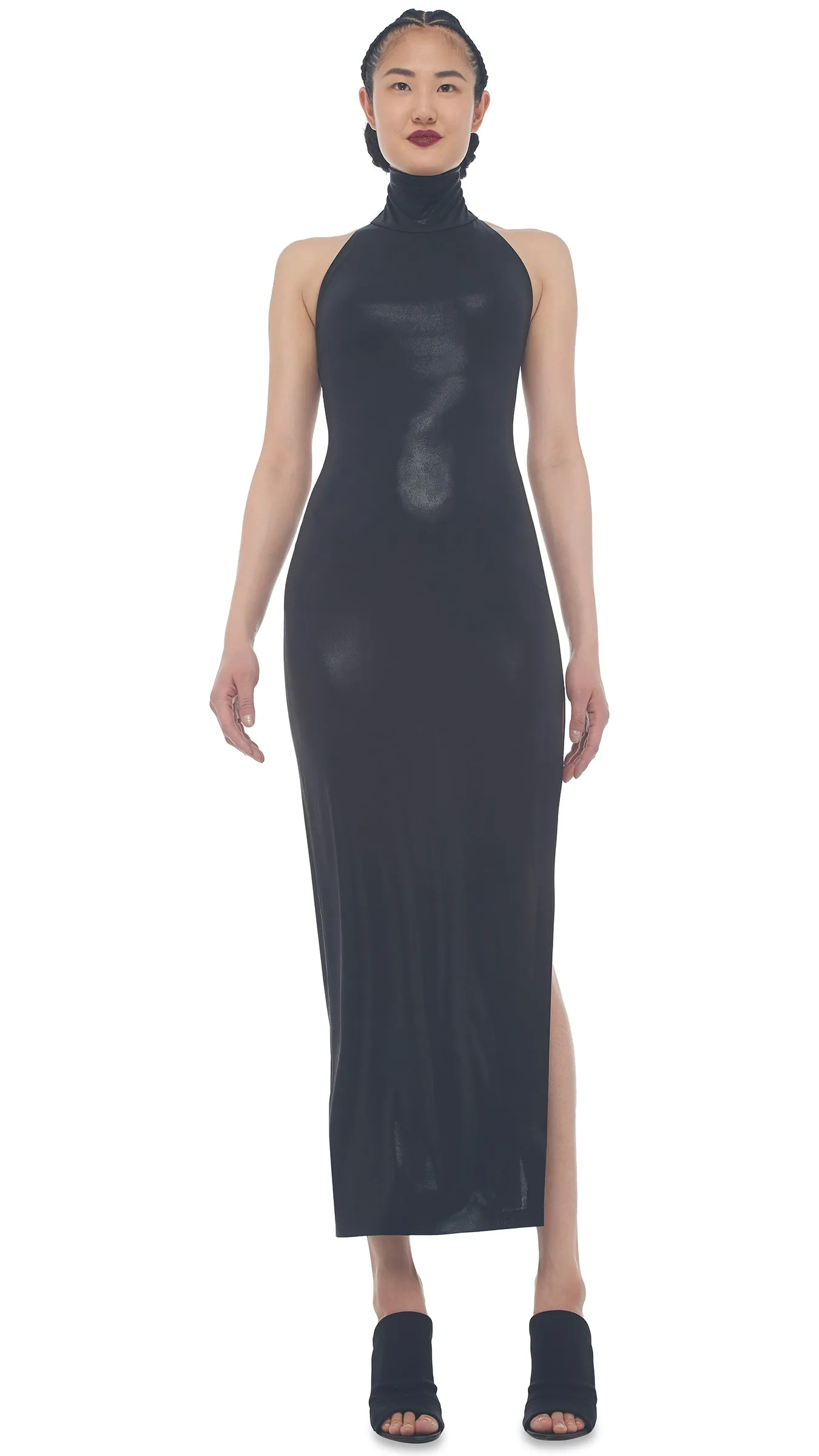 HALTER TURTLE SIDE SLIT GOWN sold by Norma Kamali