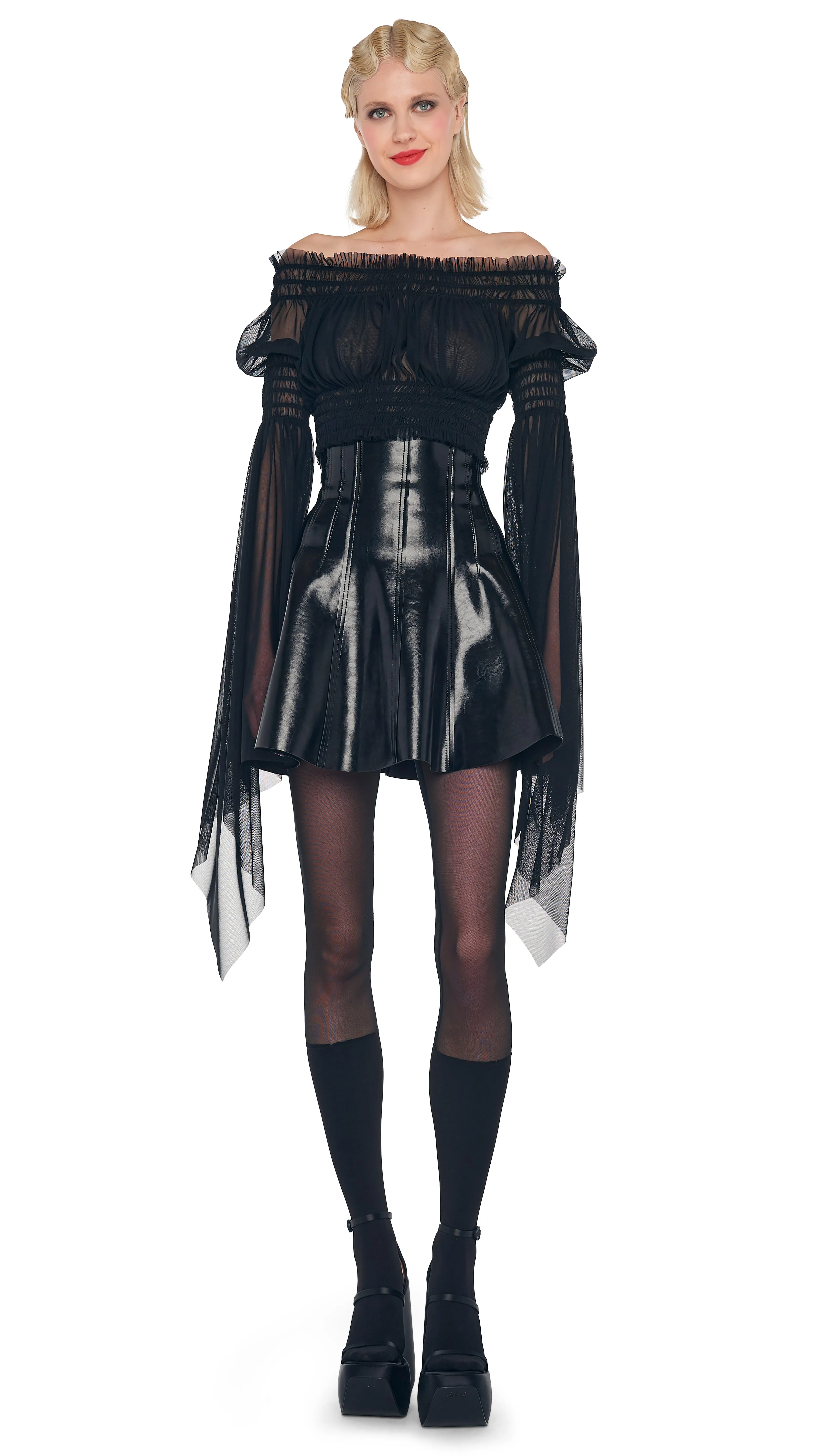 PEASANT CROPPED TOP sold by Norma Kamali