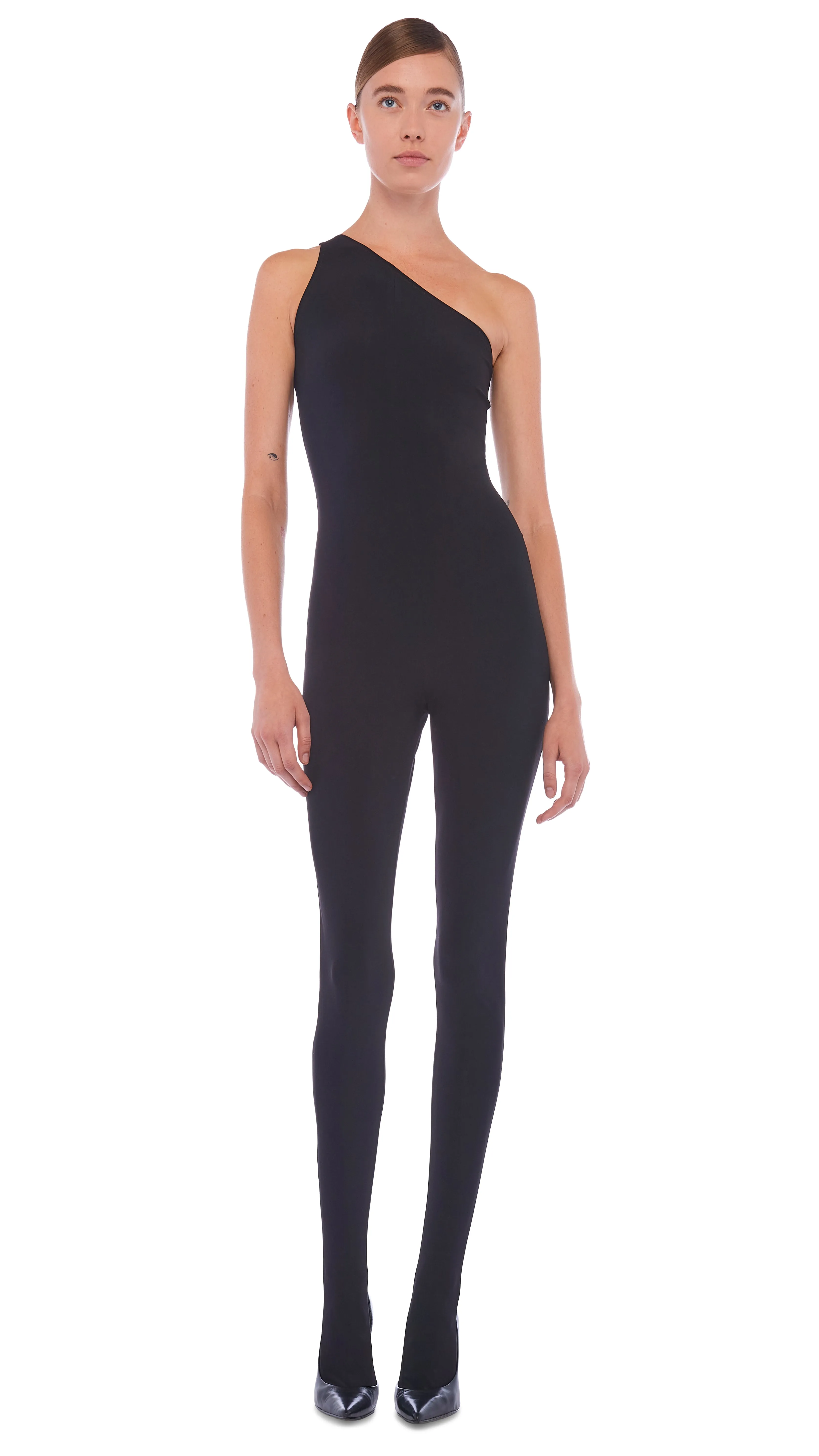 ONE SHOULDER CATSUIT W/ FOOTIE sold by Norma Kamali