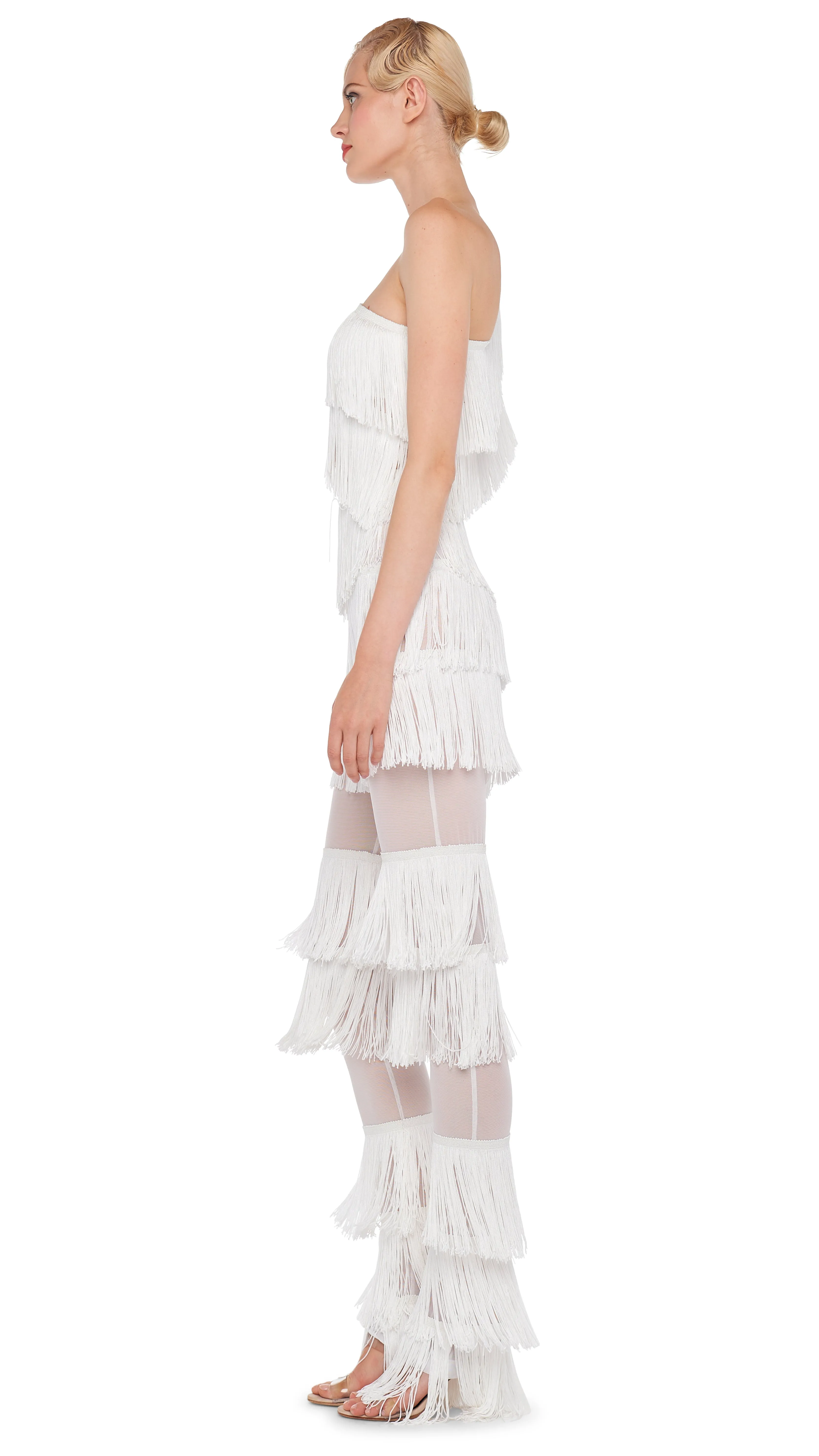 SPLICED BOOT PANT WITH FRINGE sold by Norma Kamali product image thumbnail 2