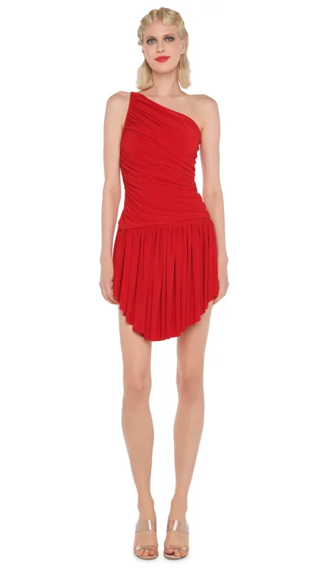 DIANA UNEVEN FLAIR MINI DRESS sold by Norma Kamali