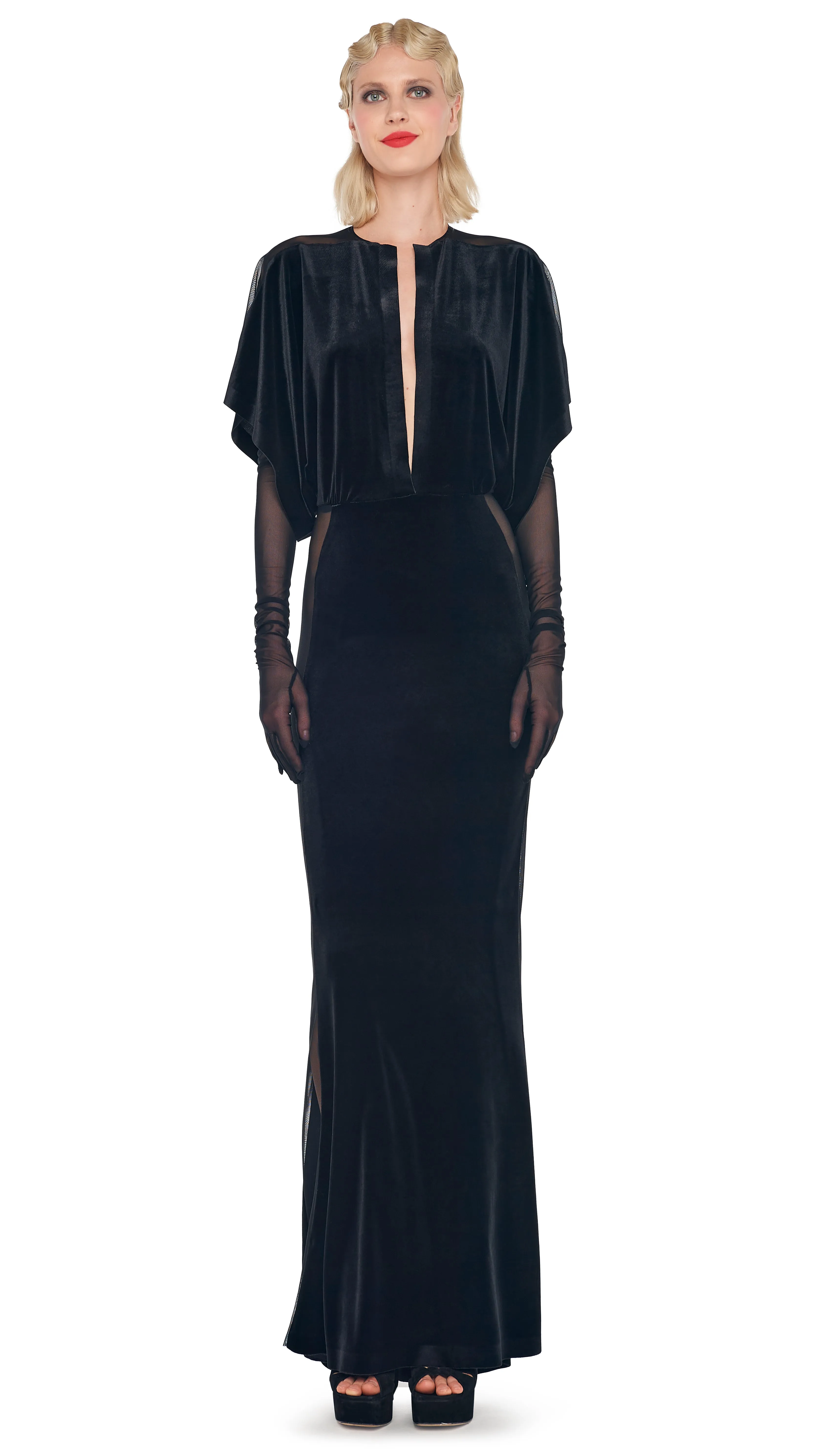 OBIE GOWN W/ MESH SIDES sold by Norma Kamali