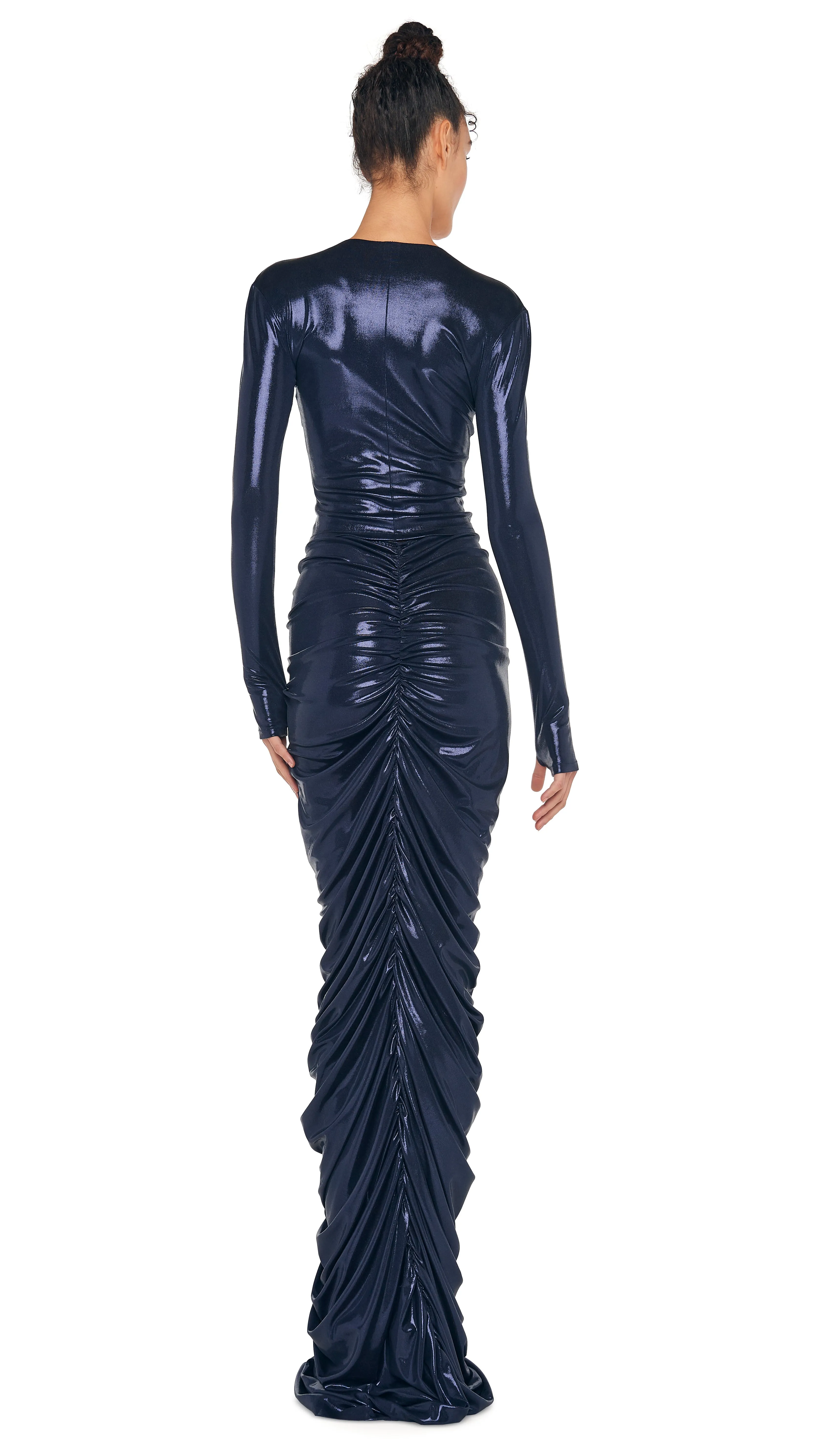 LONG SLEEVE V NECK SHIRRED FRONT TOP sold by Norma Kamali product image thumbnail 3