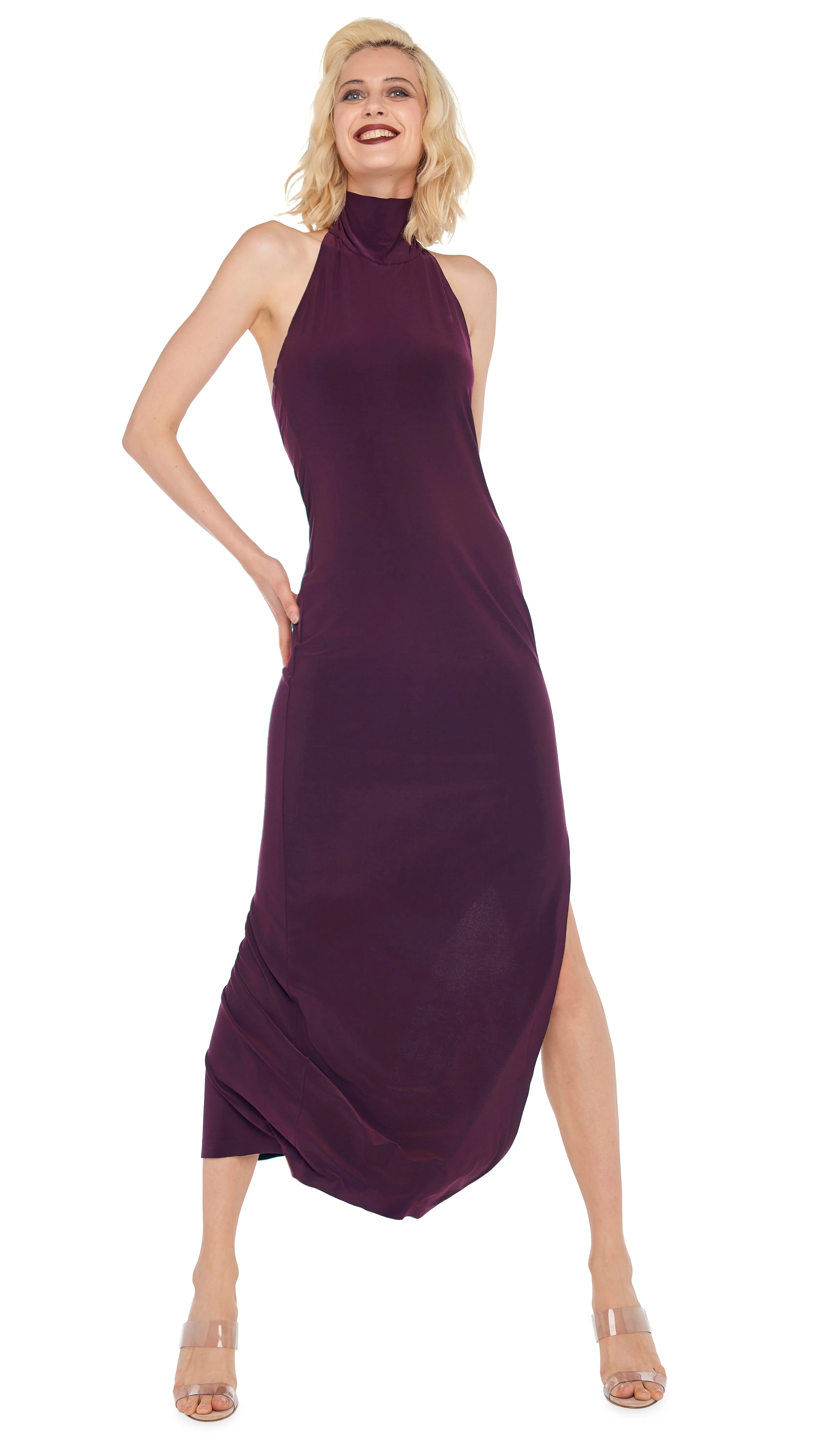 HALTER TURTLE SIDE SLIT GOWN sold by Norma Kamali product image thumbnail 4