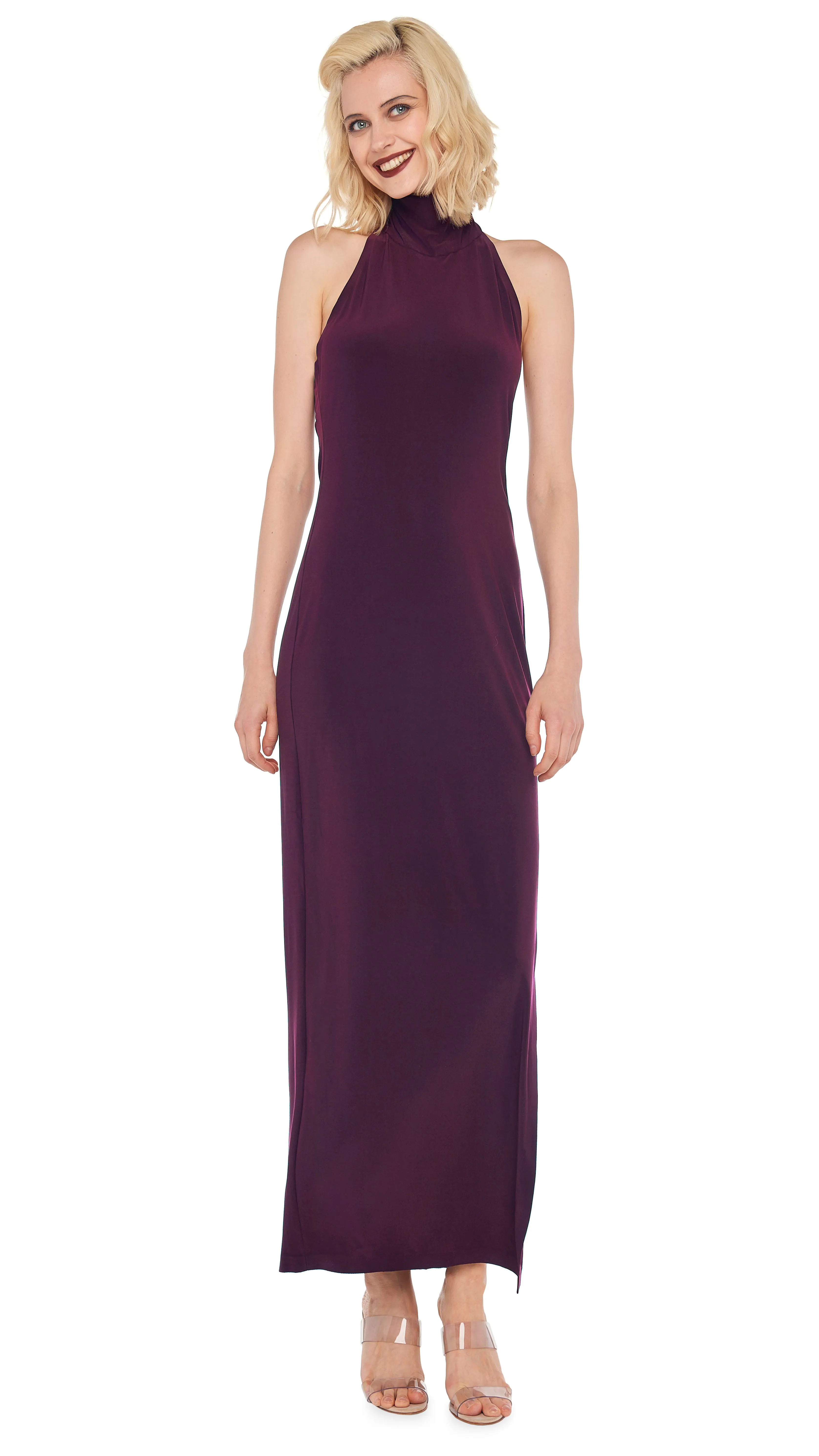 HALTER TURTLE SIDE SLIT GOWN sold by Norma Kamali