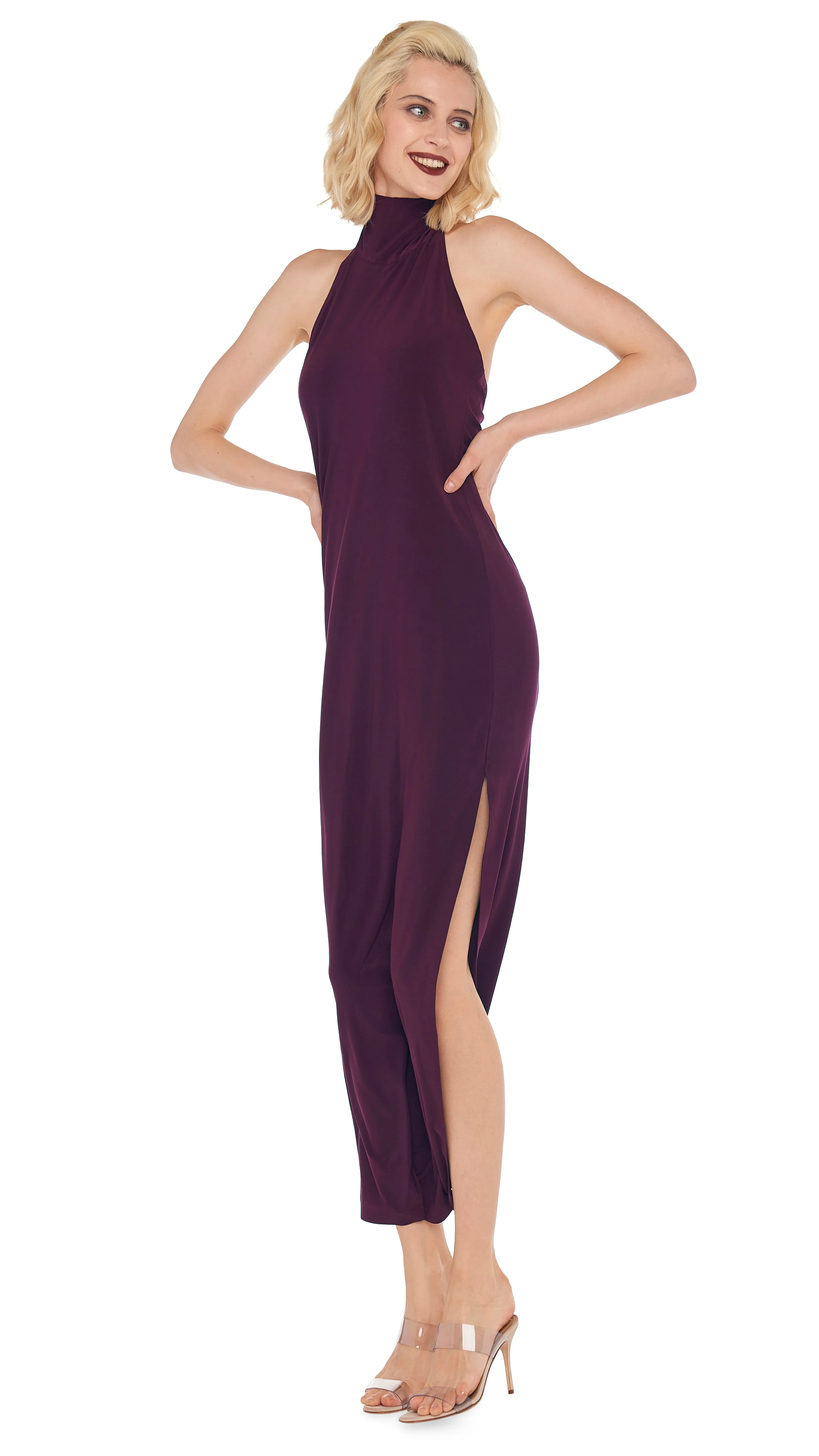 HALTER TURTLE SIDE SLIT GOWN sold by Norma Kamali product image thumbnail 5