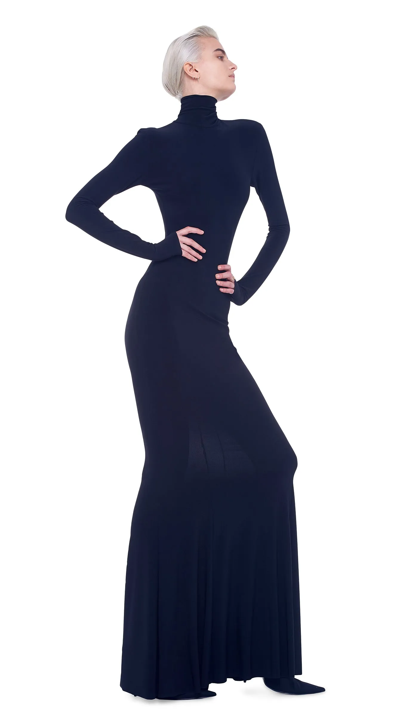 LONG SLEEVE TURTLE FISHTAIL GOWN sold by Norma Kamali