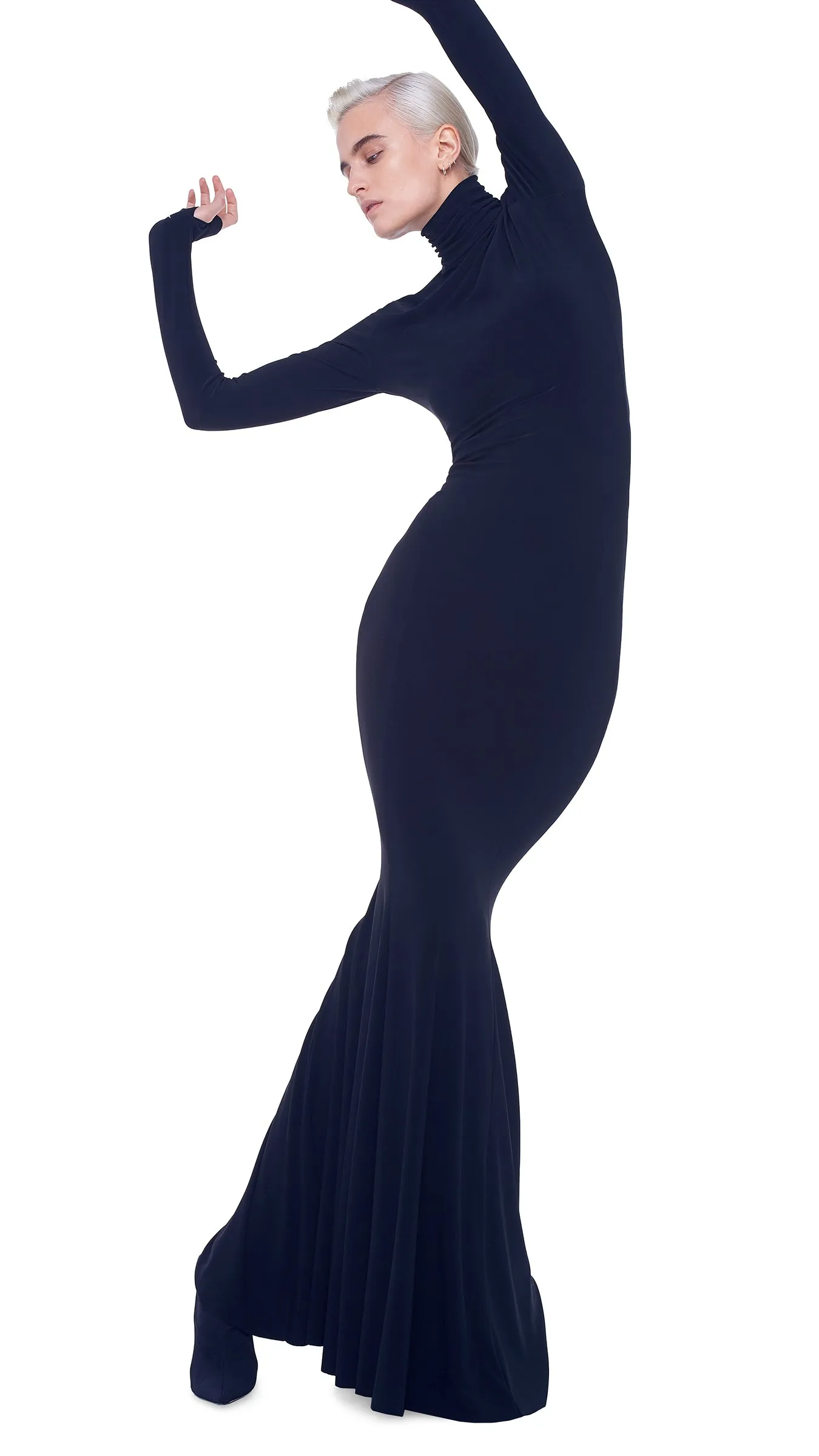 LONG SLEEVE TURTLE FISHTAIL GOWN sold by Norma Kamali product image thumbnail 5