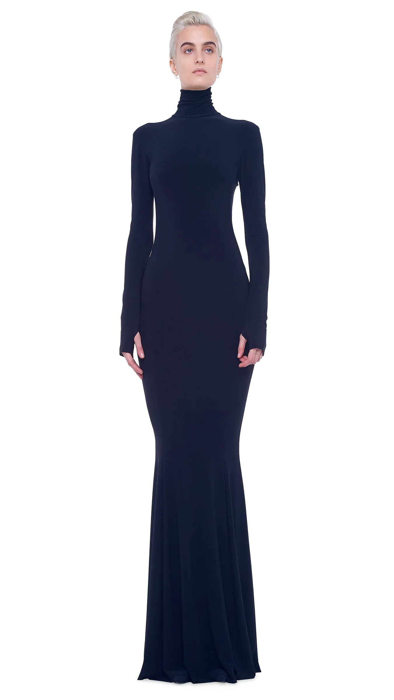LONG SLEEVE TURTLE FISHTAIL GOWN sold by Norma Kamali product image thumbnail 2