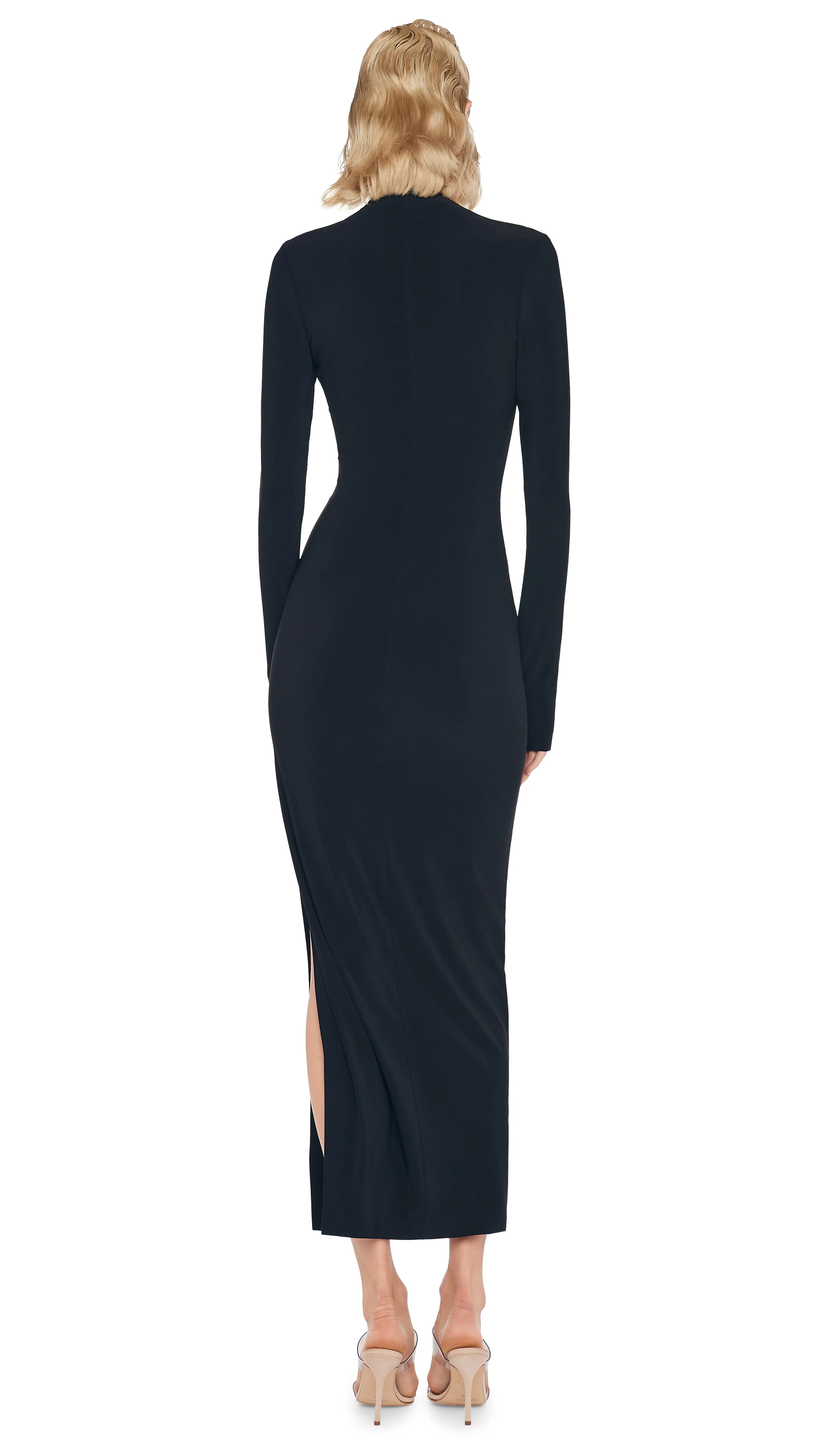 U NECK SIDE SLIT GOWN sold by Norma Kamali product image thumbnail 3