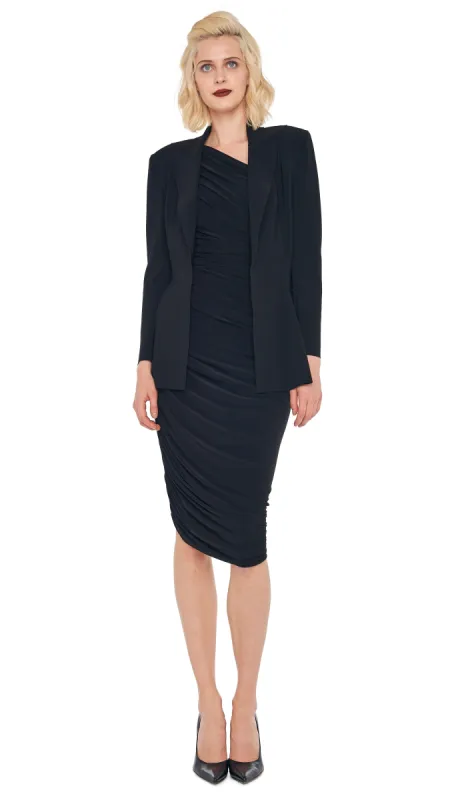 DIANA DRESS TO KNEE with SINGLE BREASTED PEPLUM JACKET sold by Norma Kamali