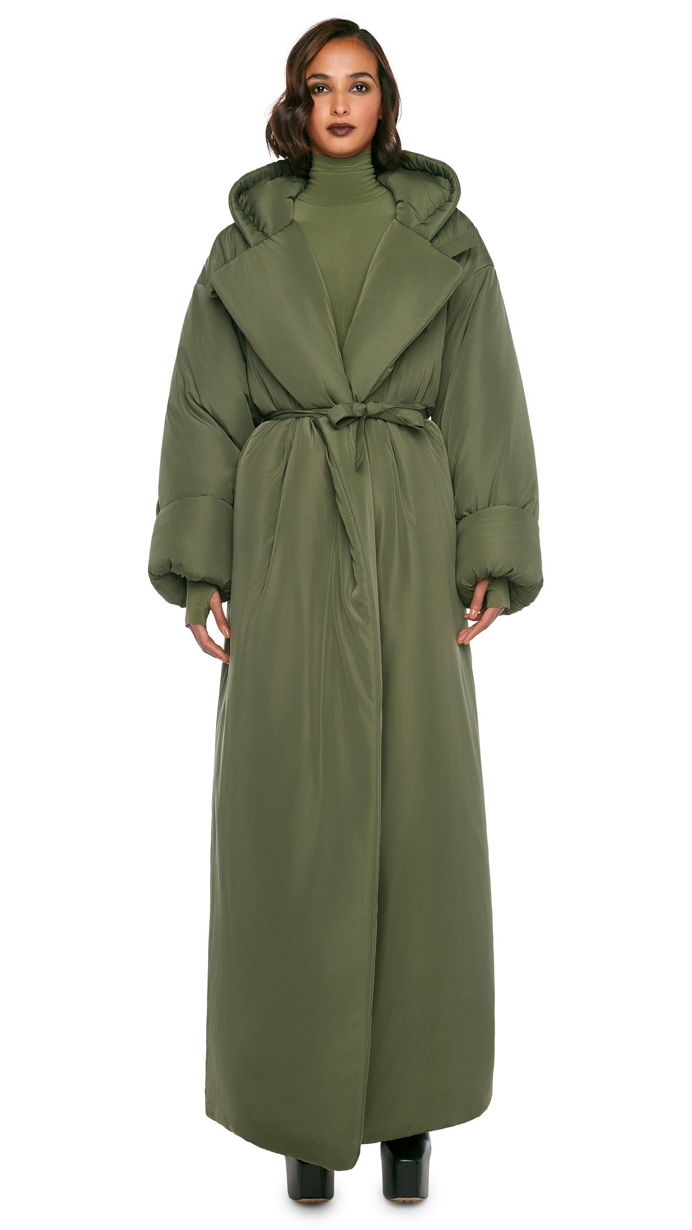HOODED SLEEPING BAG COAT sold by Norma Kamali