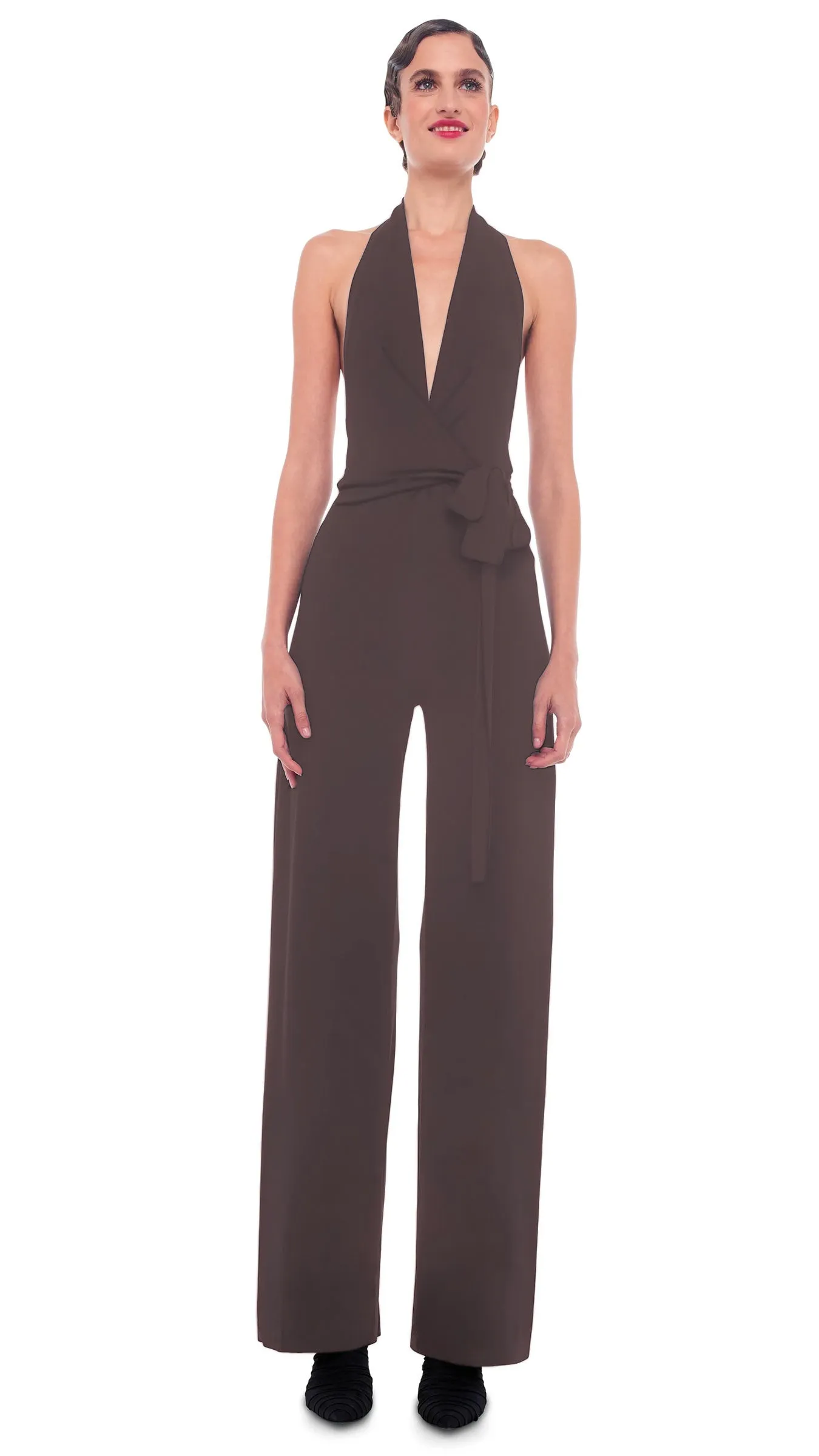 HALTER WRAP STRAIGHT LEG JUMPSUIT sold by Norma Kamali