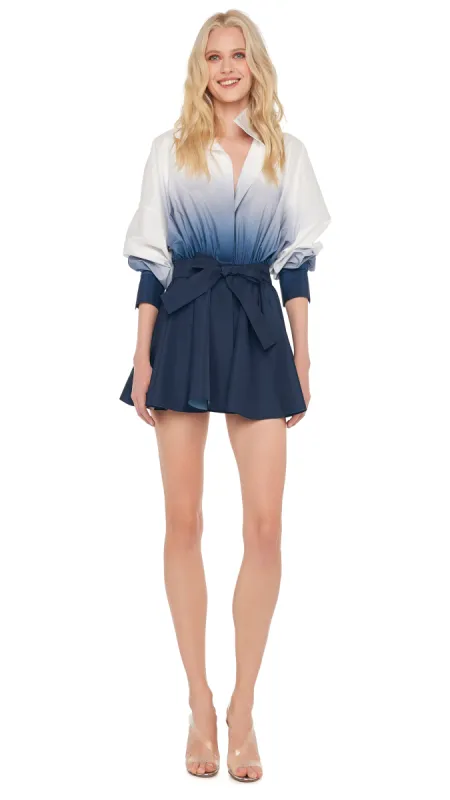 SUPER OS BF NK SHIRT FLARED MINI DRESS sold by Norma Kamali