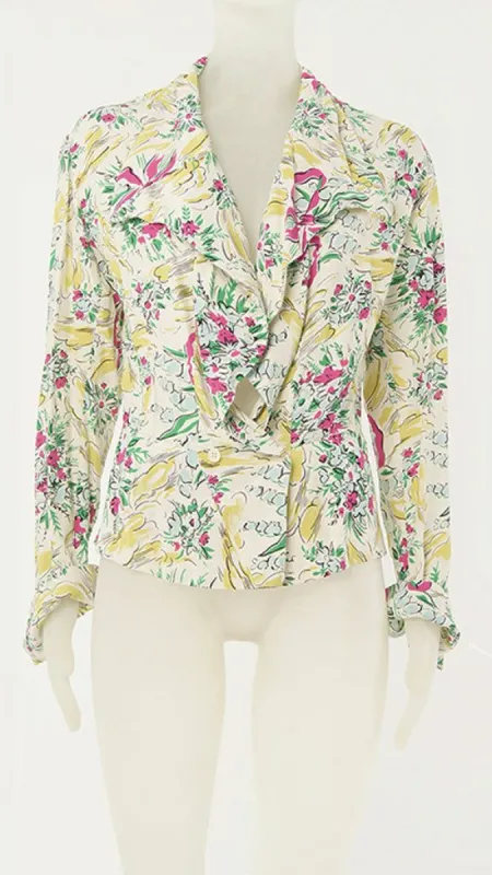 DOUBLE BREASTED FLORAL SHIRT sold by Norma Kamali