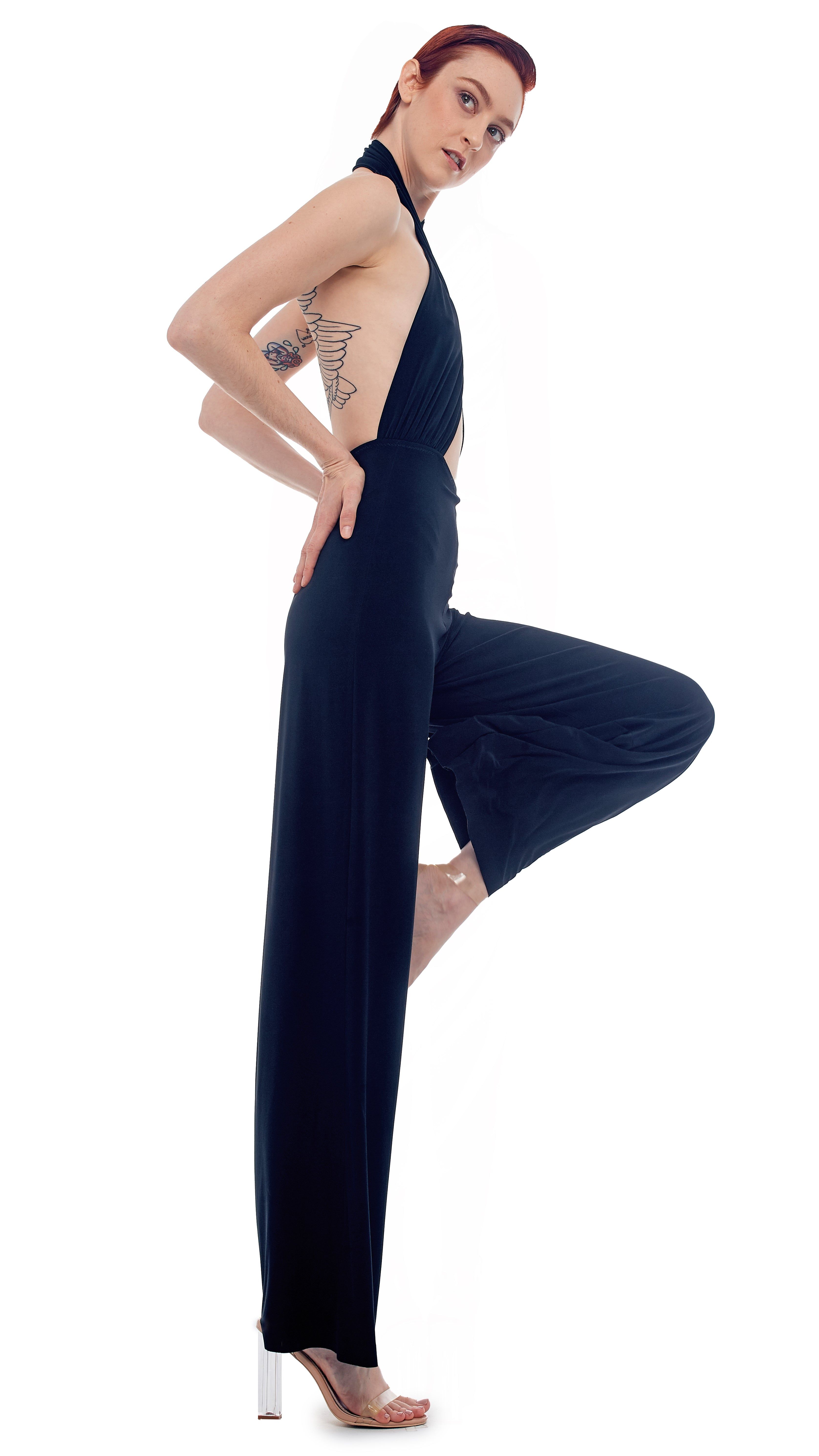 CROSS HALTER JUMPSUIT sold by Norma Kamali product image thumbnail 4