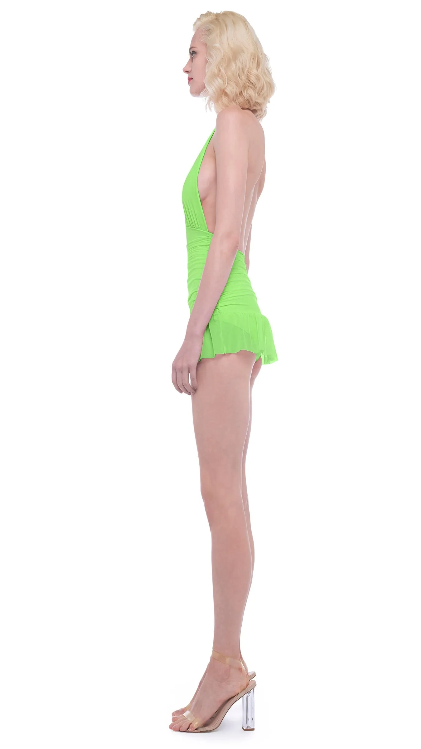 RUFFLE HALTER MIO MINI DRESS sold by Norma Kamali product image thumbnail 2