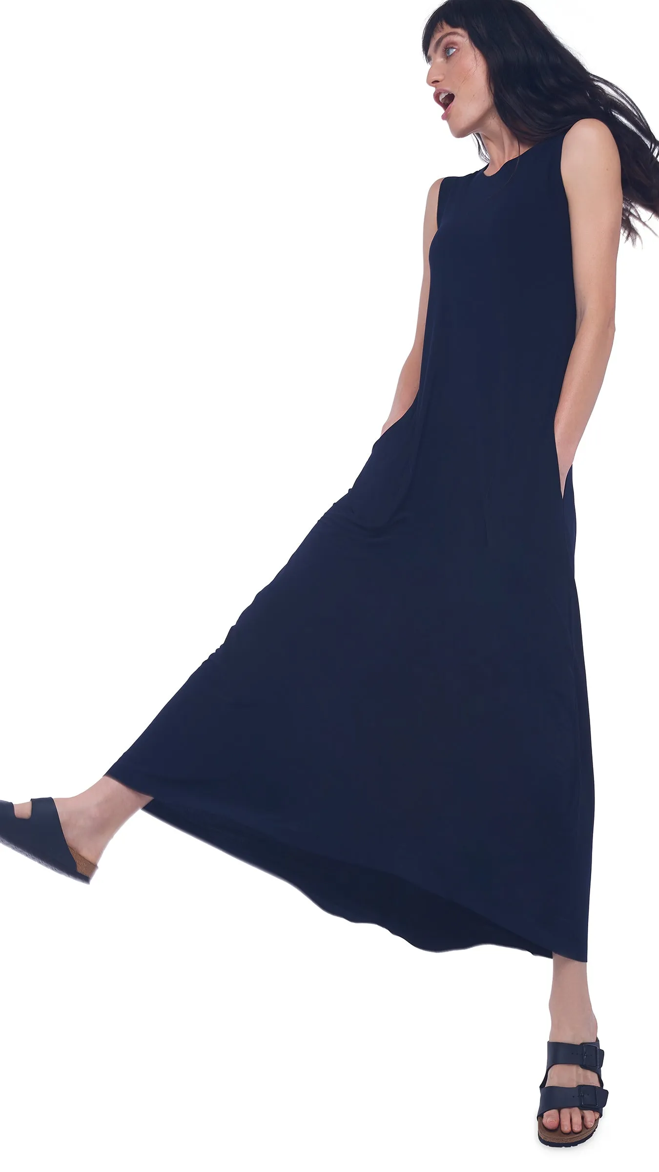 SLEEVELESS LONG SWING DRESS sold by Norma Kamali product image thumbnail 5