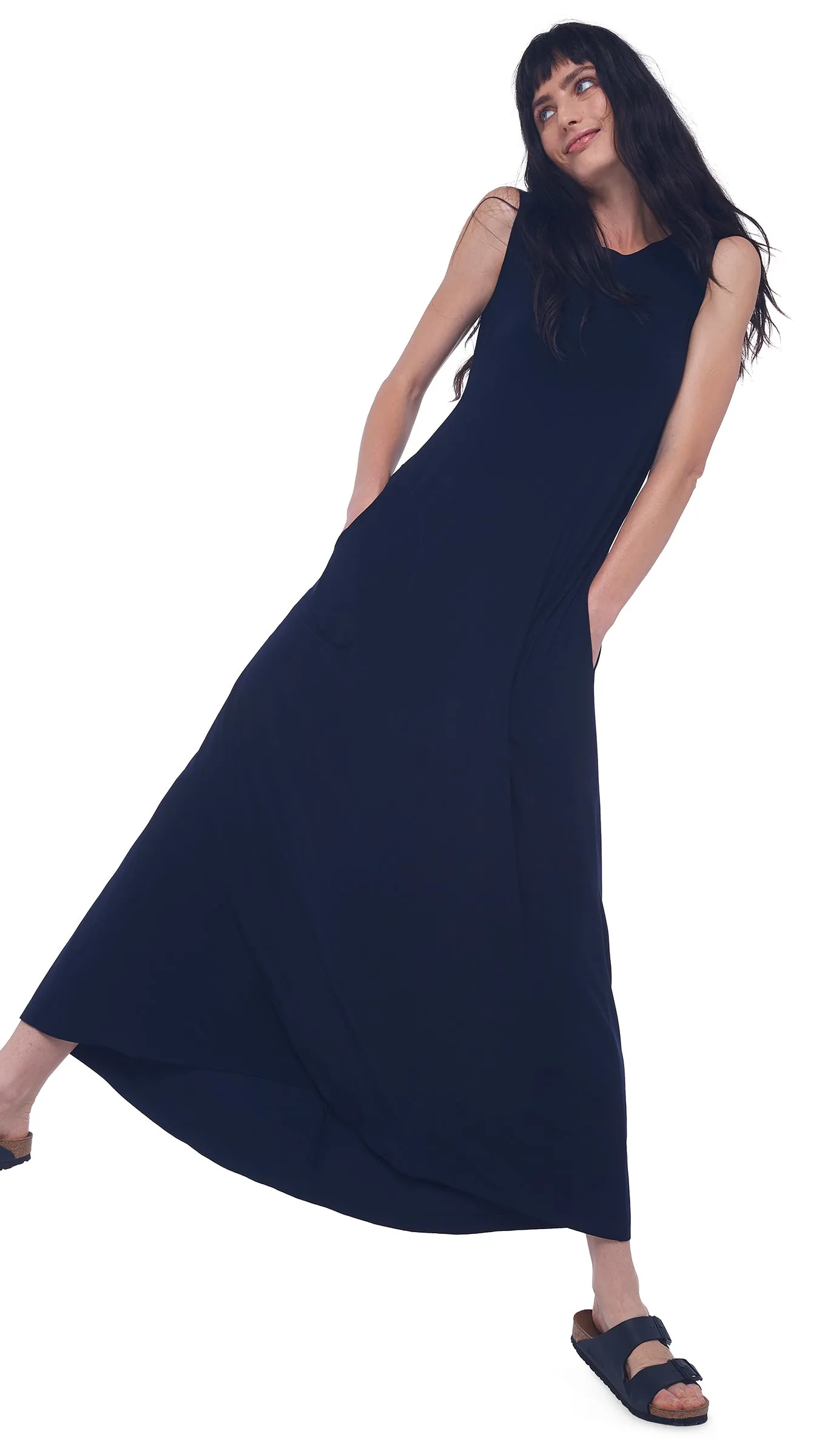 SLEEVELESS LONG SWING DRESS sold by Norma Kamali product image thumbnail 4