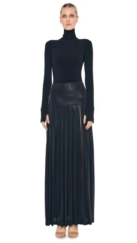 PLEATED LONG SKIRT WITH SLIT sold by Norma Kamali