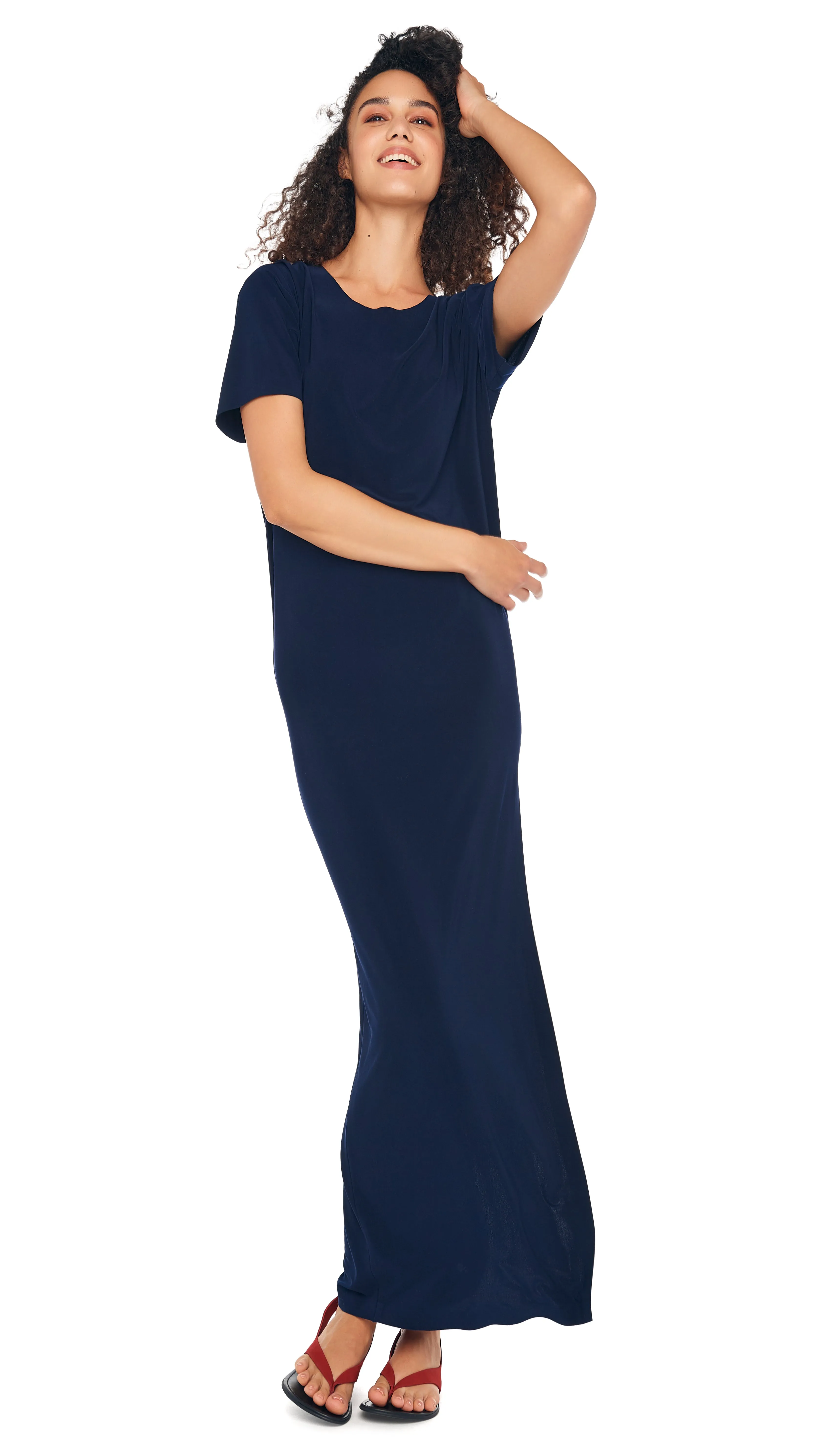 SHORT SLEEVE SIDE SLIT GOWN sold by Norma Kamali product image thumbnail 5
