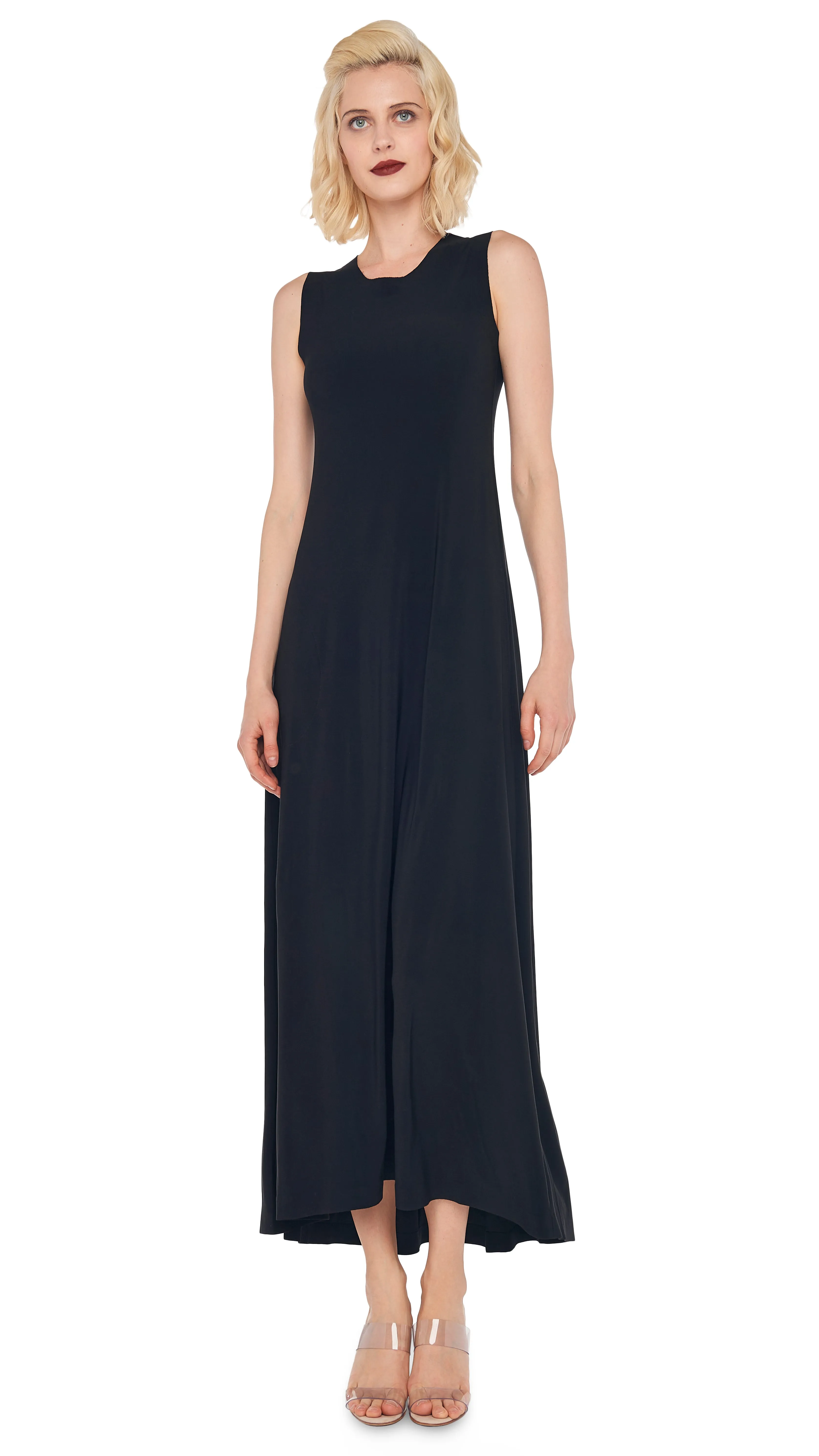 SLEEVELESS LONG SWING DRESS sold by Norma Kamali