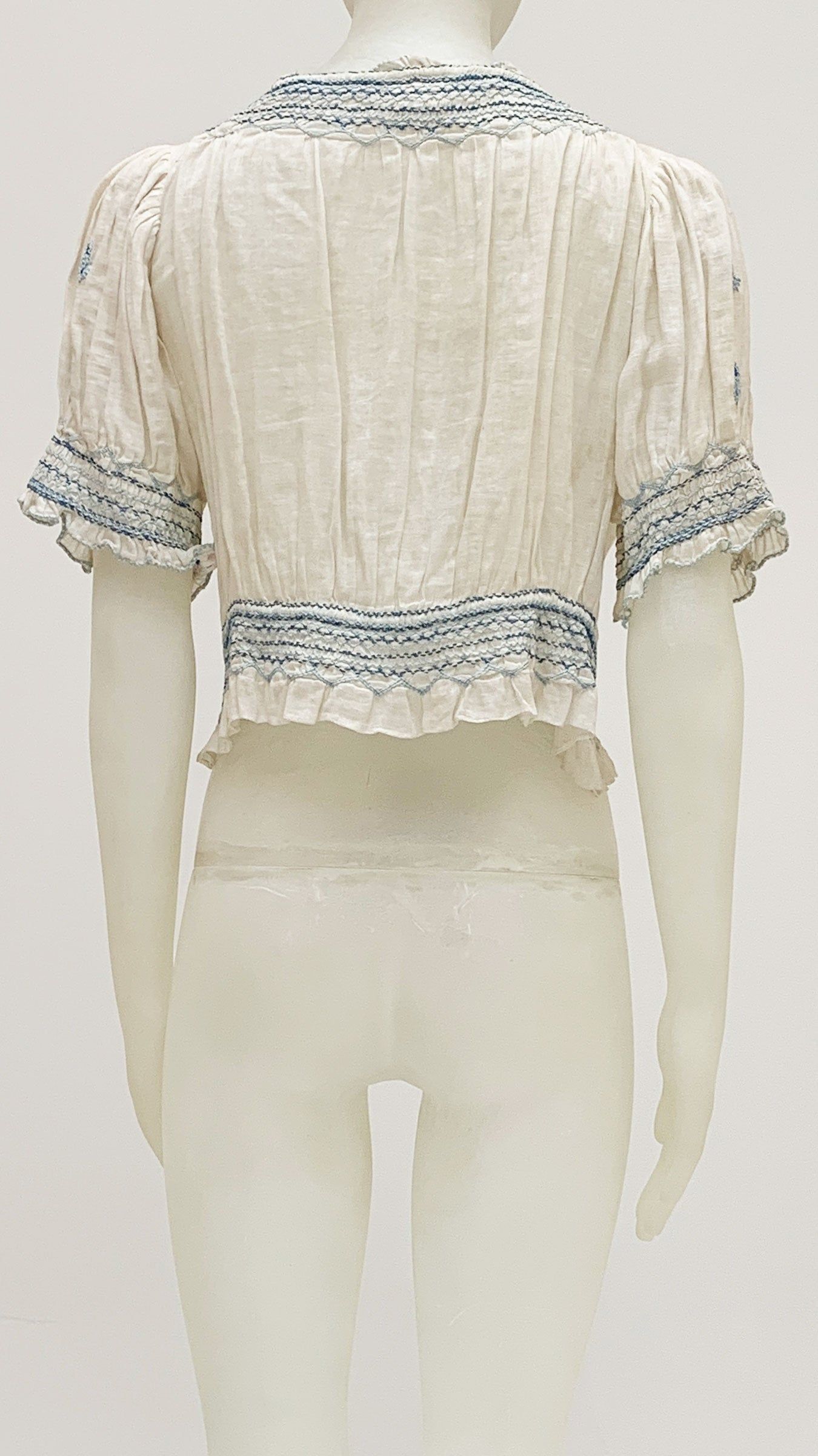 SHORT SLEEVE PEASANT TOP WITH EMBROIDERY sold by Norma Kamali product image thumbnail 2