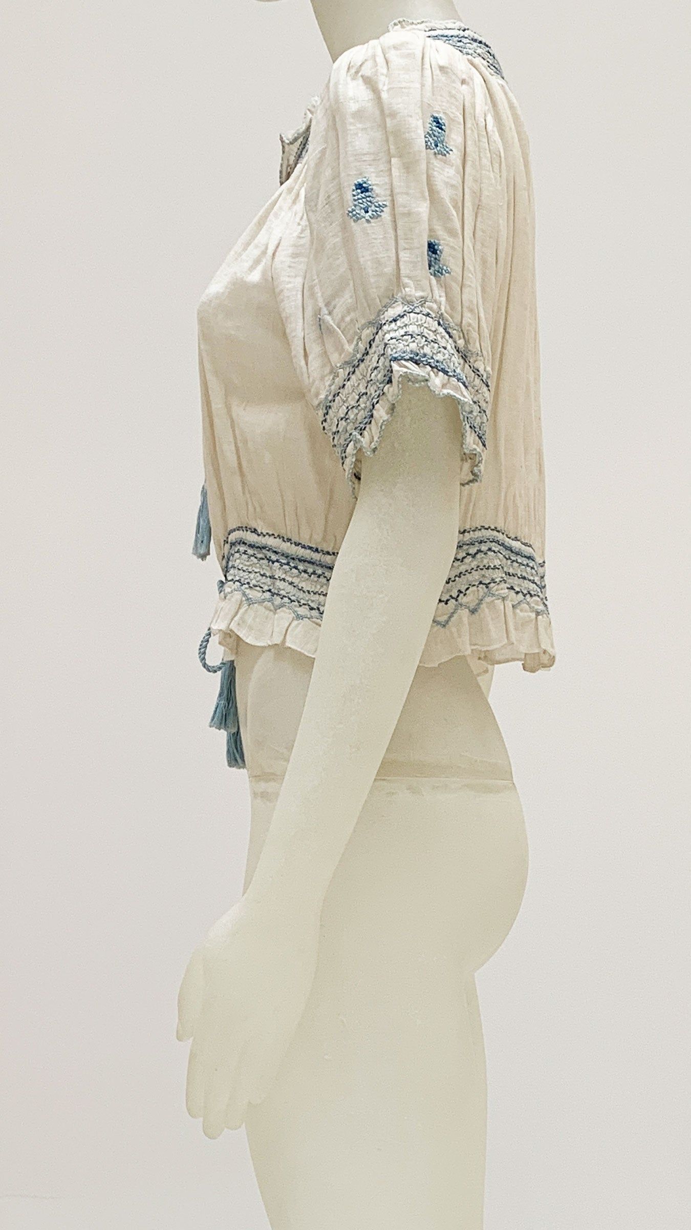 SHORT SLEEVE PEASANT TOP WITH EMBROIDERY sold by Norma Kamali product image thumbnail 3