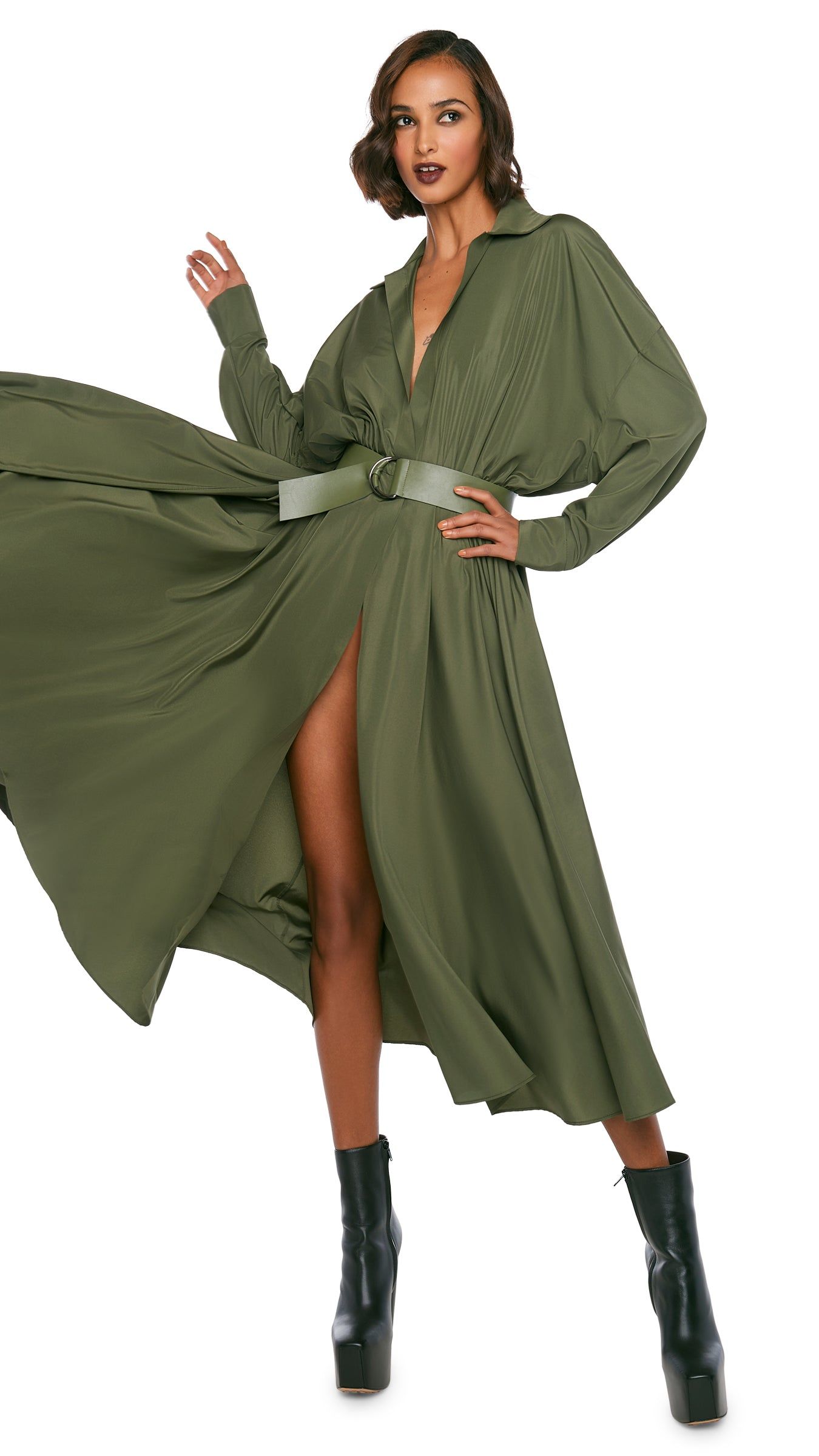 SUPER OS BF NK SHIRT FLARED DRESS sold by Norma Kamali product image thumbnail 5