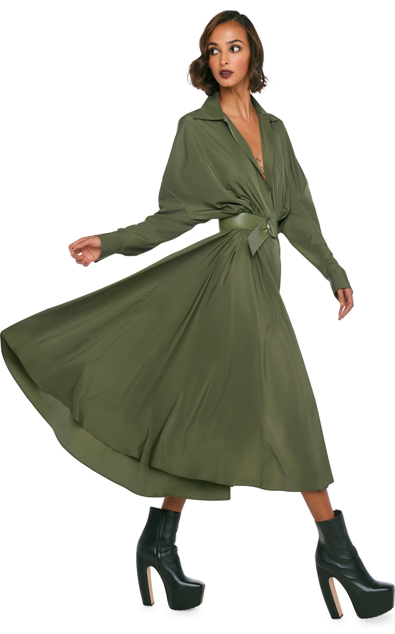 SUPER OS BF NK SHIRT FLARED DRESS sold by Norma Kamali product image thumbnail 4