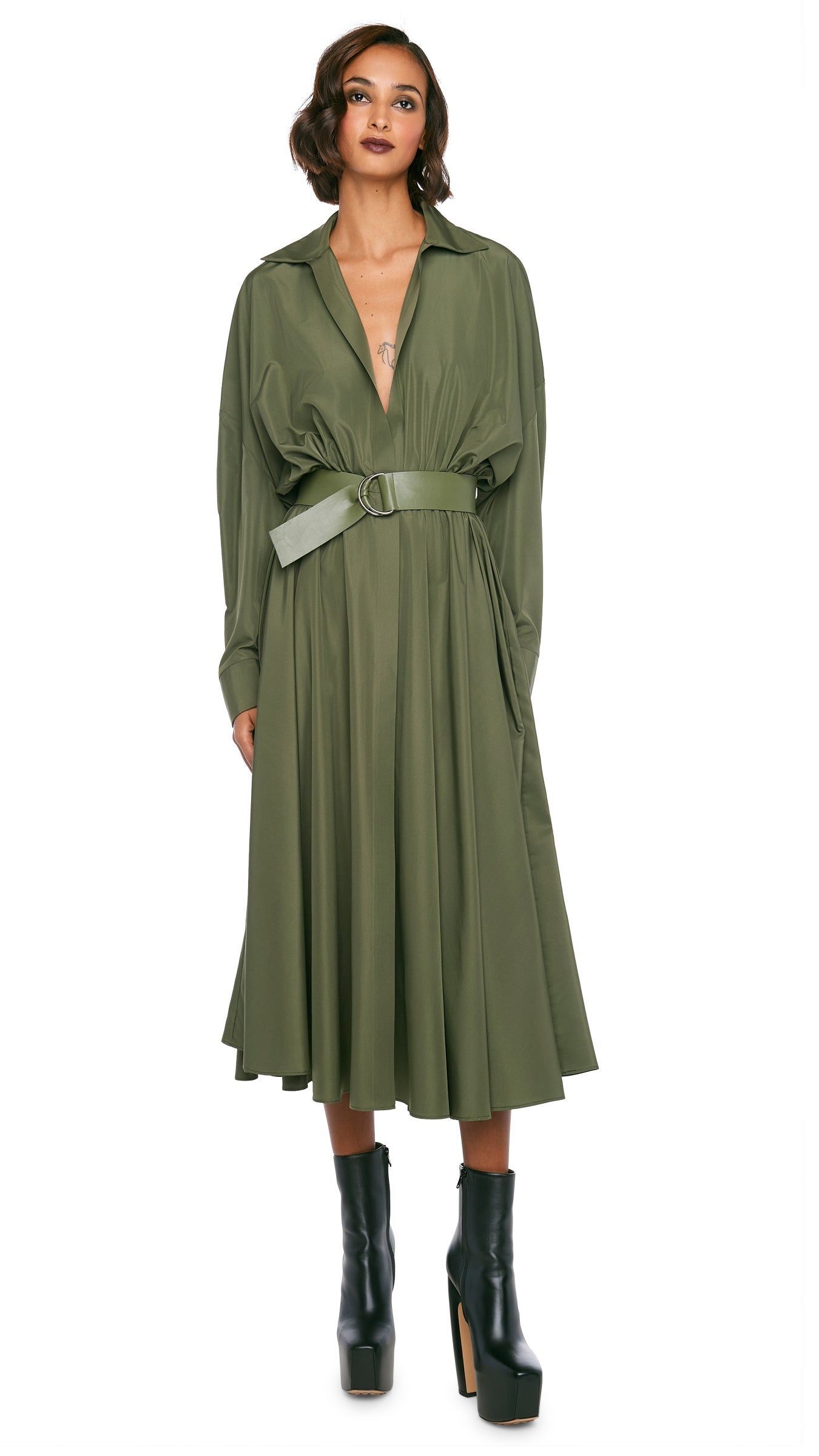 SUPER OS BF NK SHIRT FLARED DRESS sold by Norma Kamali