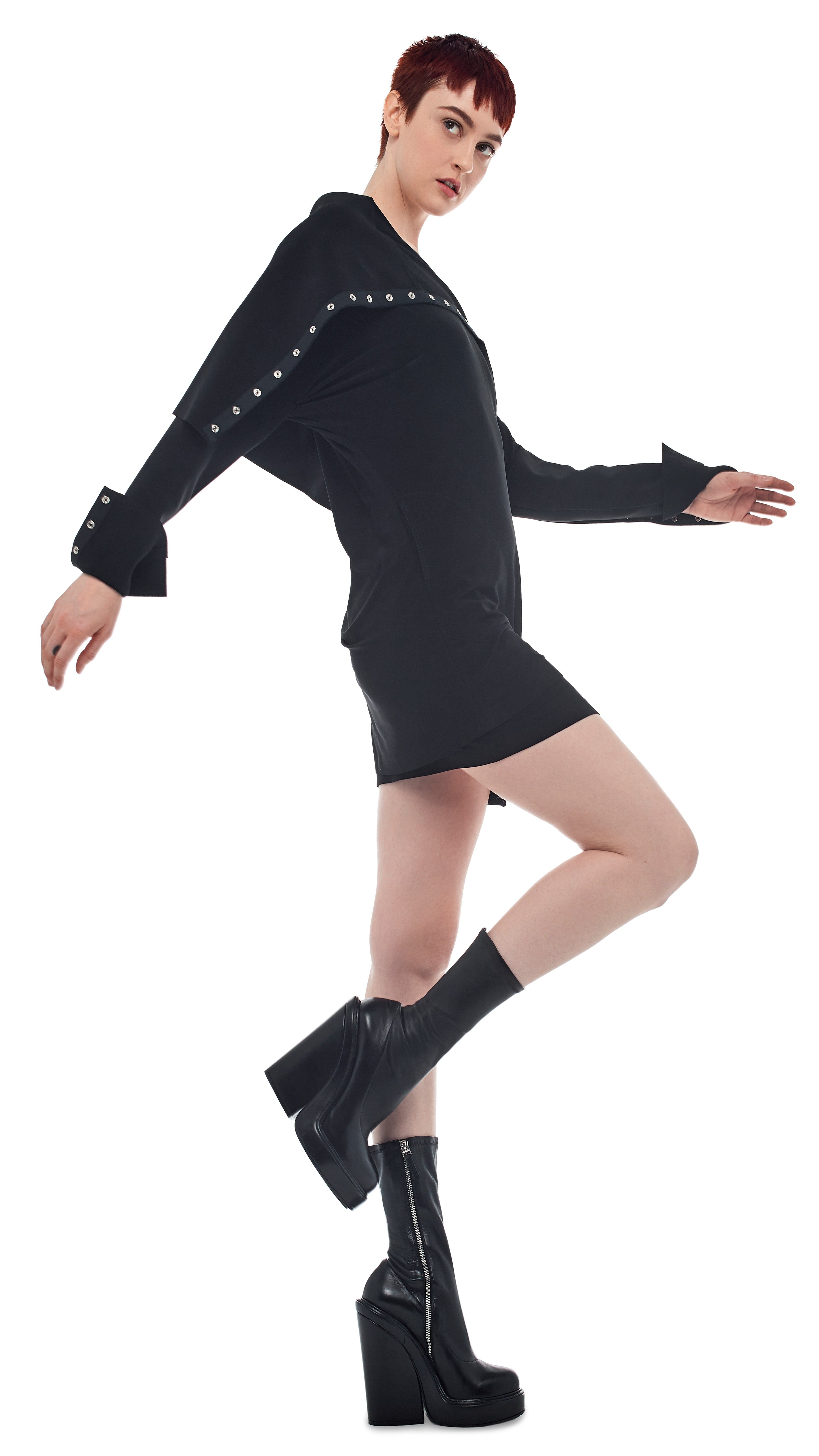 SIDE SNAP MINI DRESS sold by Norma Kamali product image thumbnail 4