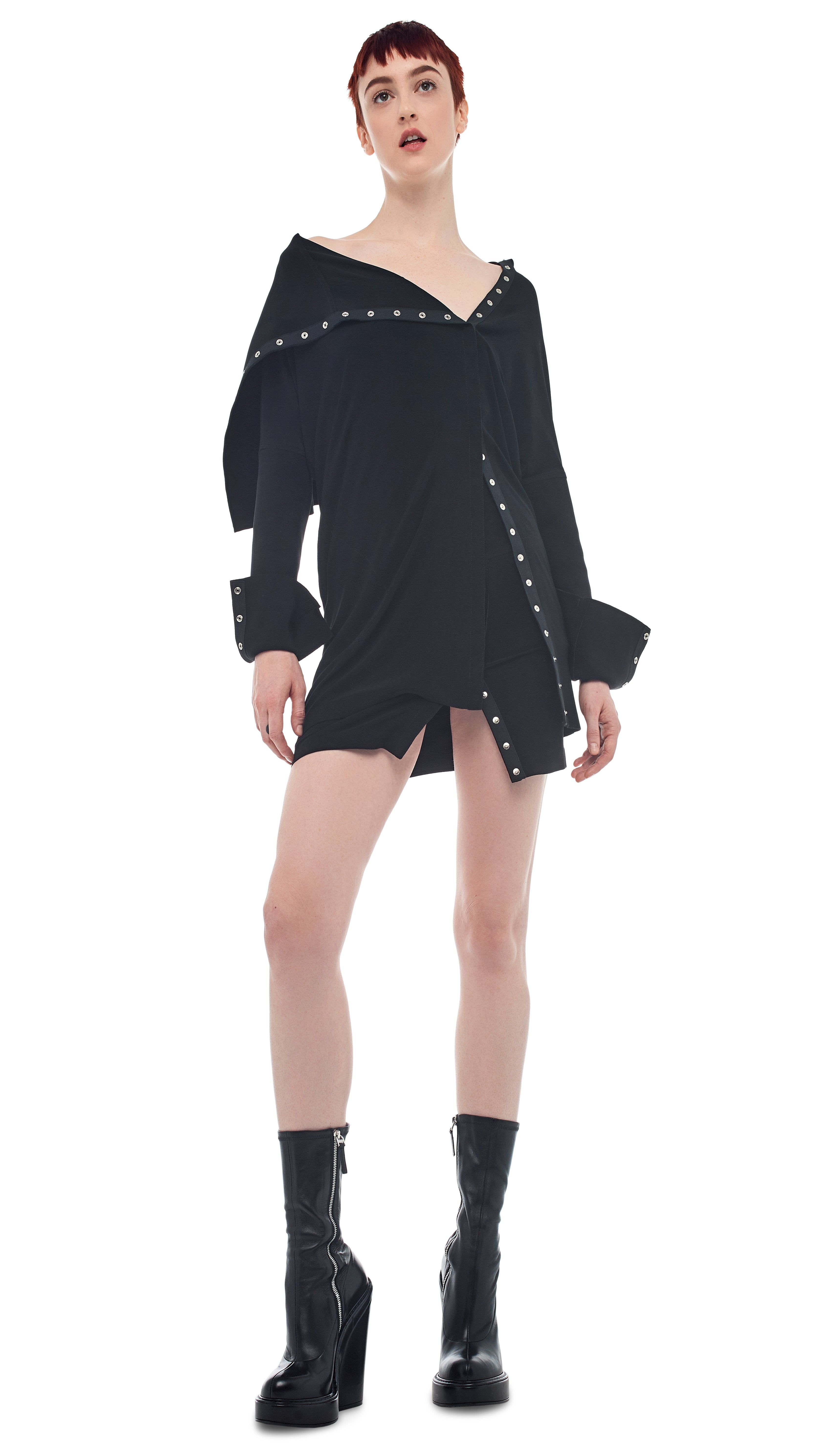 SIDE SNAP MINI DRESS sold by Norma Kamali product image thumbnail 5