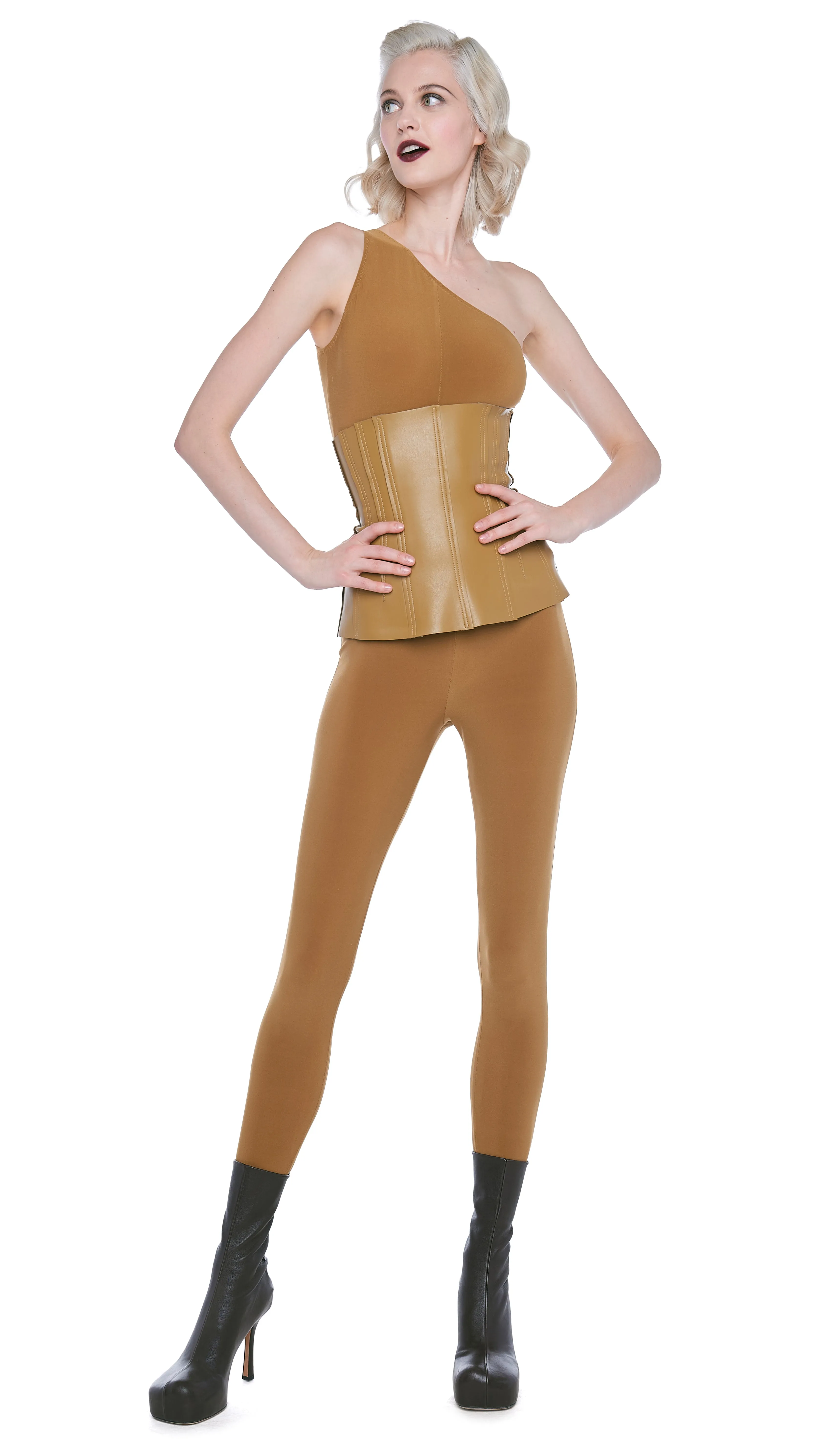 ONE SHOULDER CATSUIT W/ FOOTSIE sold by Norma Kamali product image thumbnail 4