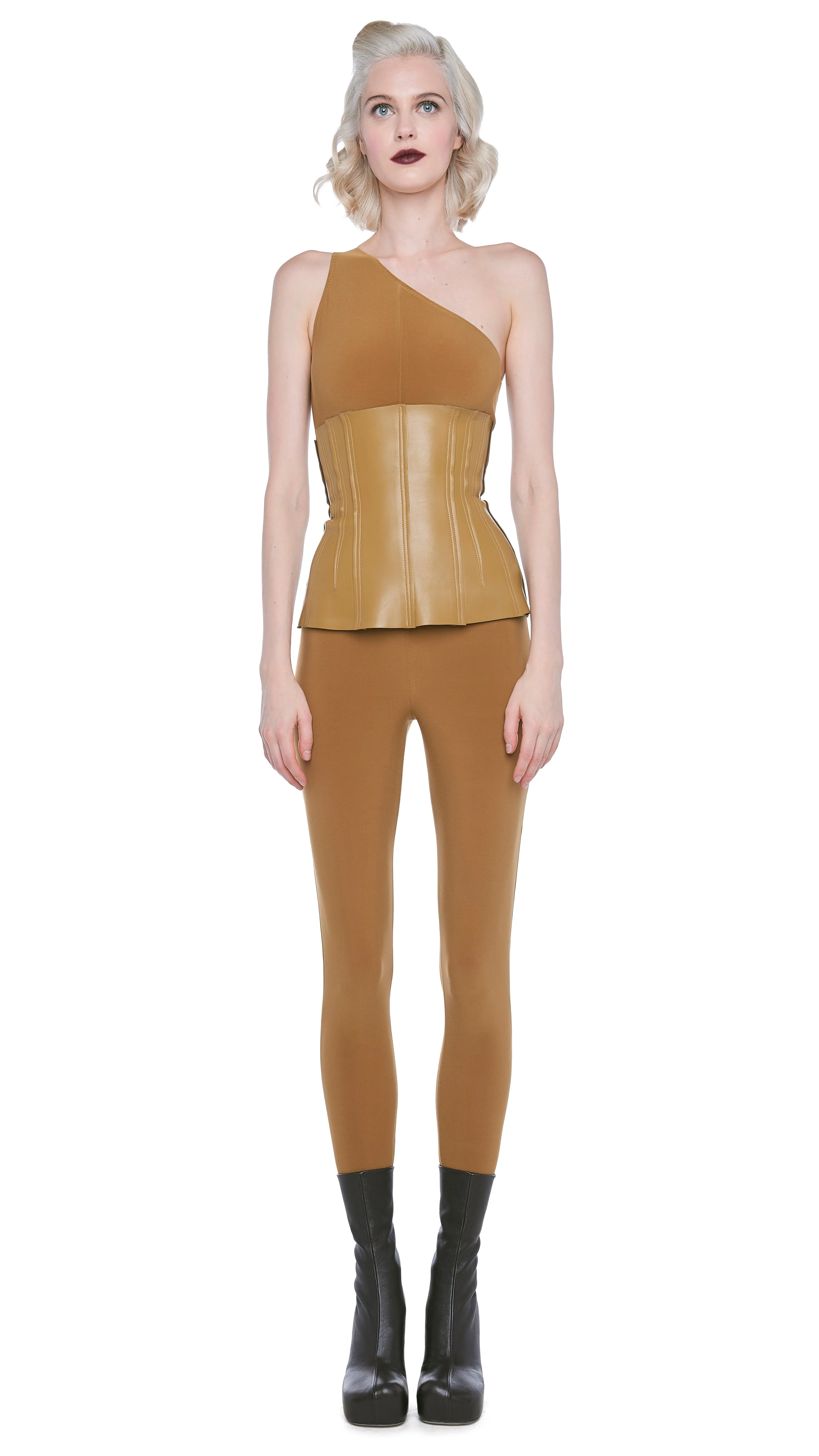 ONE SHOULDER CATSUIT W/ FOOTSIE sold by Norma Kamali